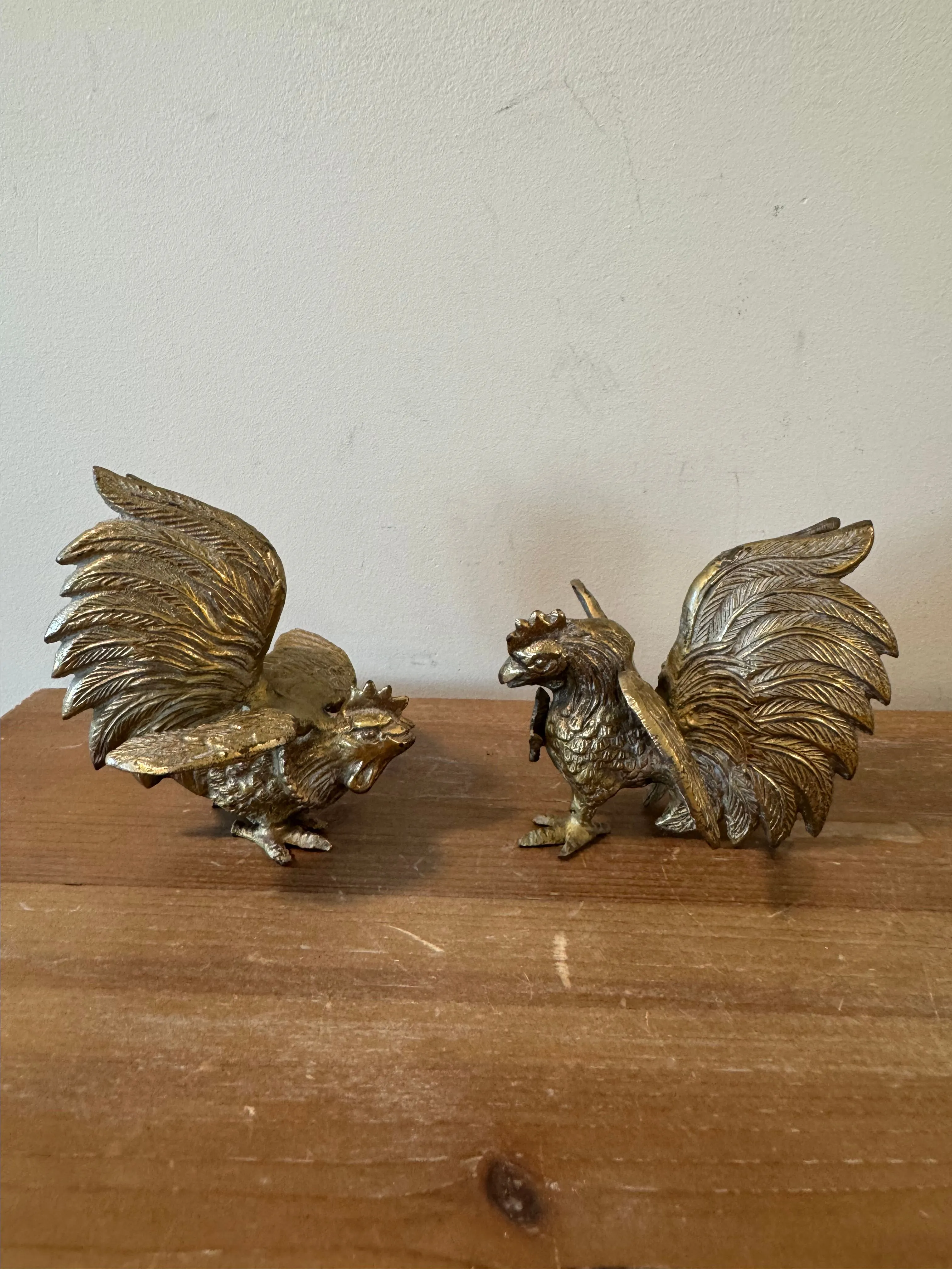 Product image for 295. Vintage Pair Brass Roosters