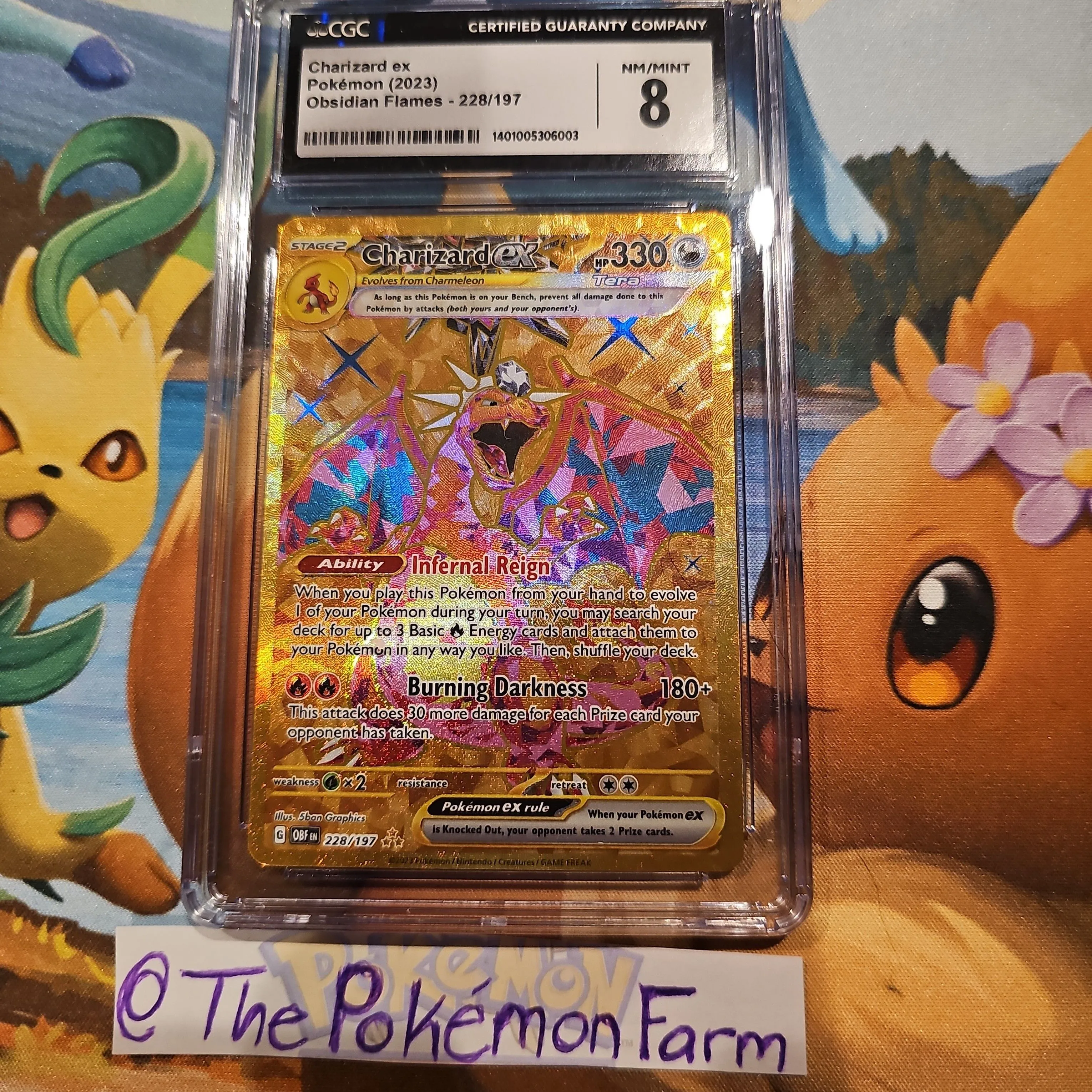 228 197 pokemon card Charizard ex - 228/197 CGC 10 Obsidian Flames Gold Pokemon main image 0