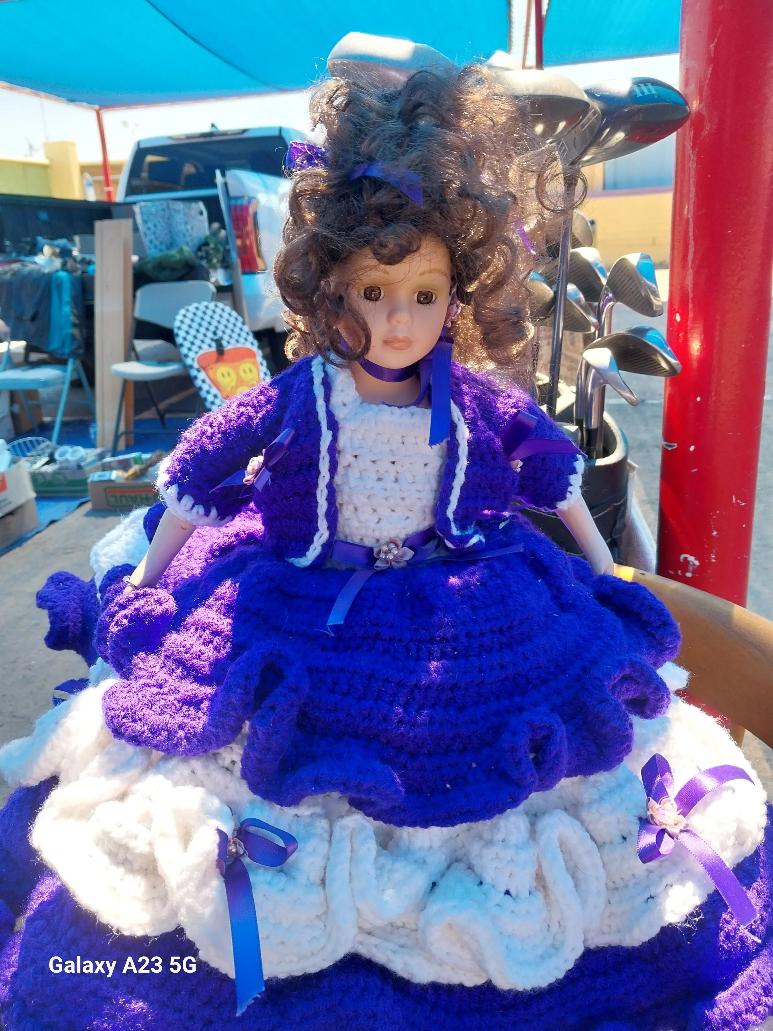 Product image for porcelain doll with handmade dress 