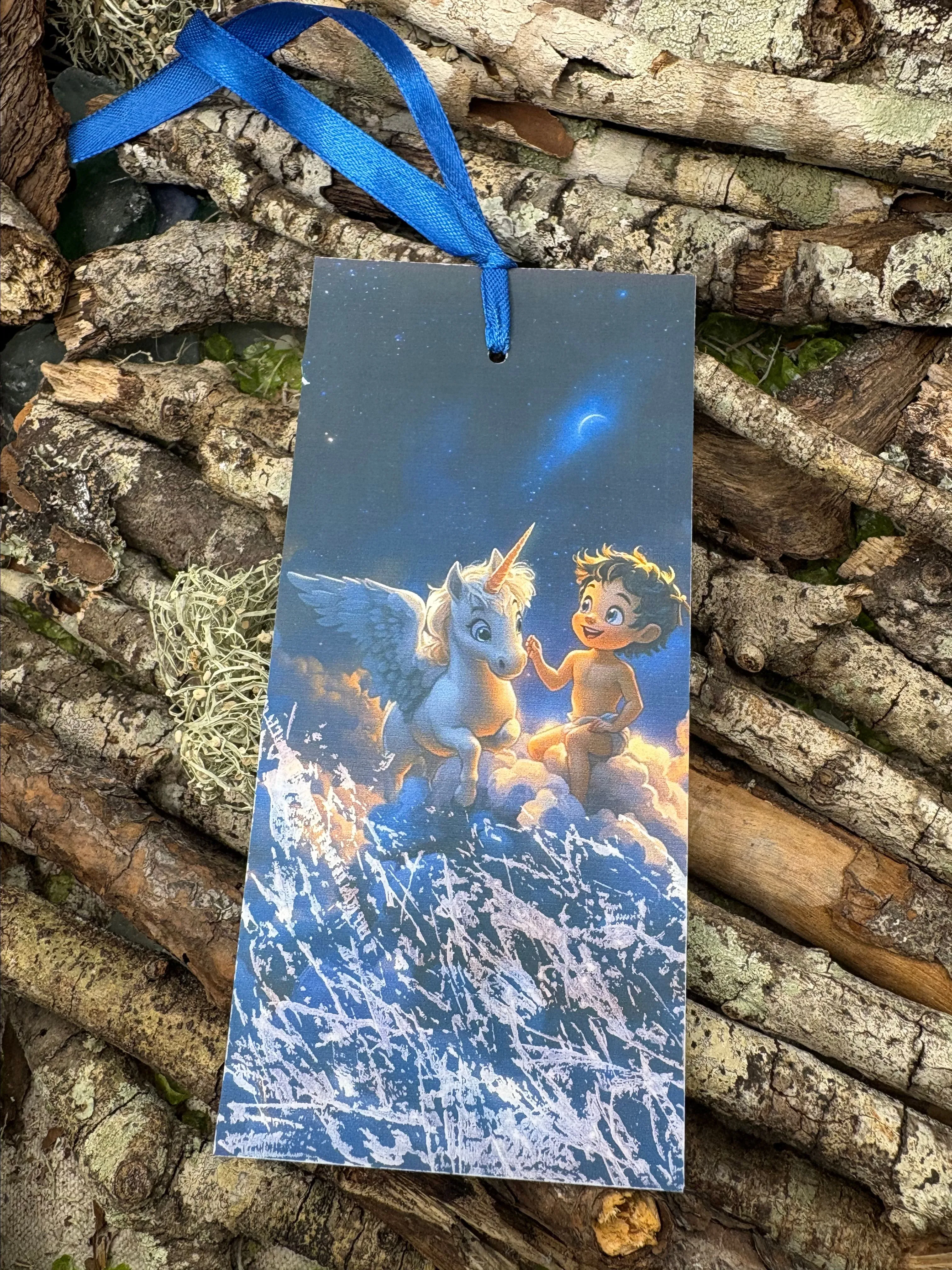Product image for 6x3 watercolor thick card stock bookmark with satin ribbon