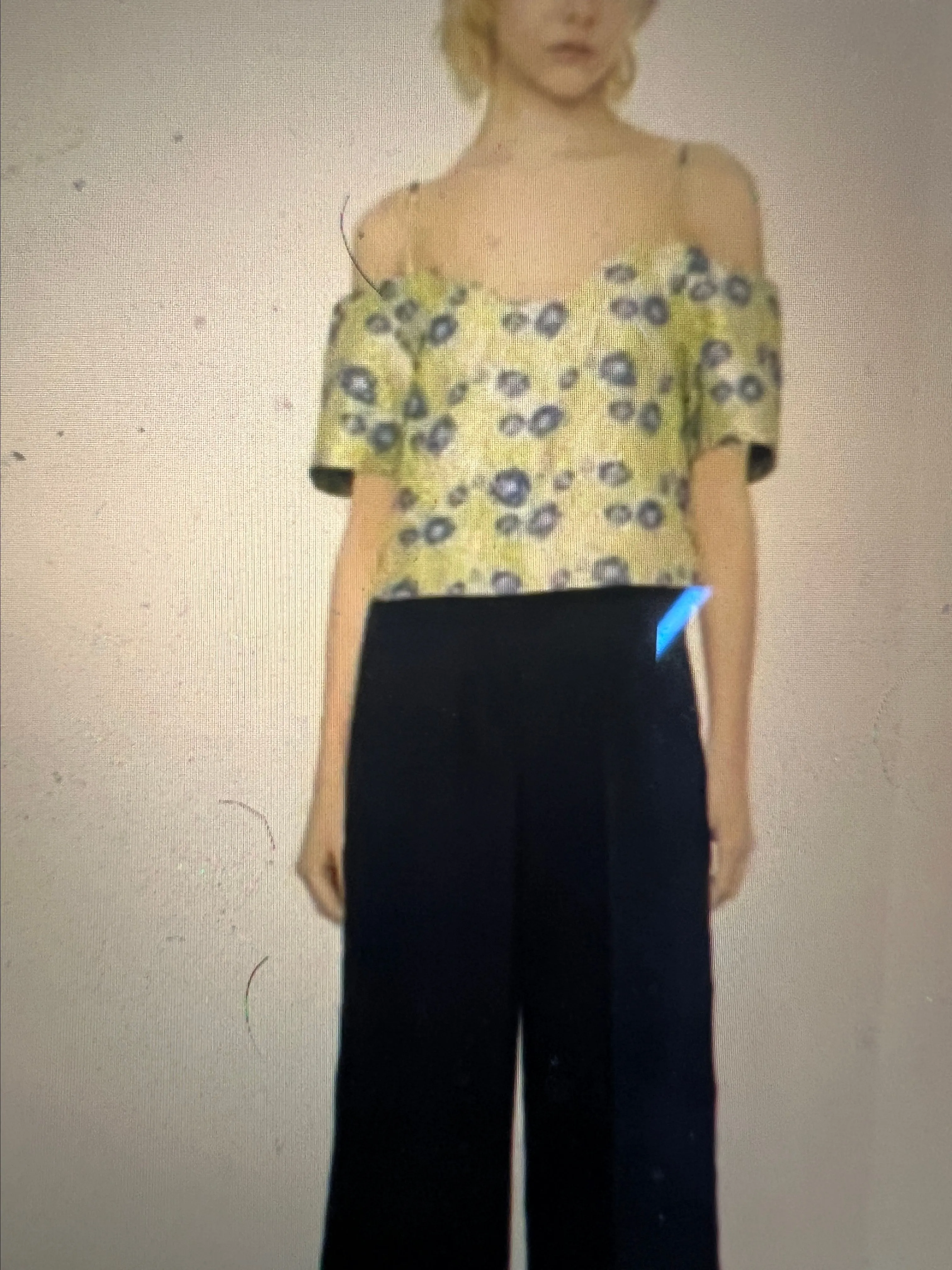 Product image for GANNI 3D Floral Embroidered Jacquard Off-Shoulder Blouse Top Size XS Euro 34