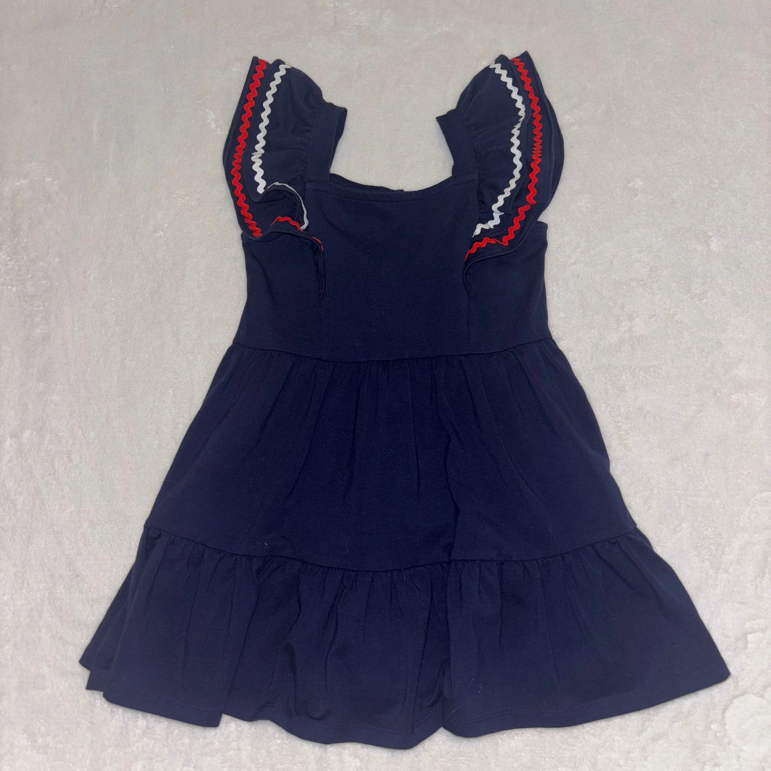 Product image for 3JH. Janie and Jack Blue Tiered Sundress with red & white trim, size 2T