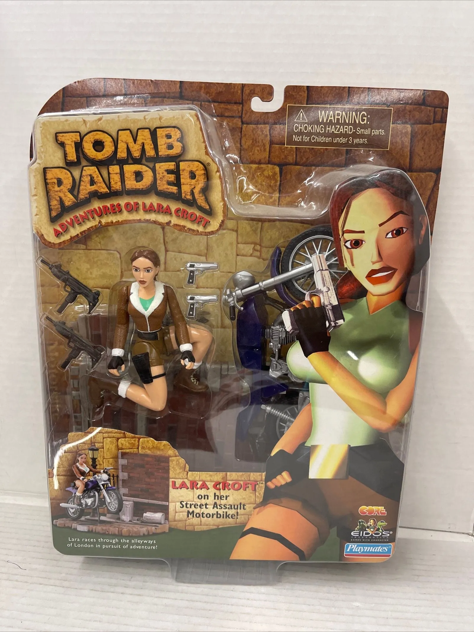 Product image for 1999 Tomb Raider Playmates Lara Croft On Her Street Assault Motorbike Figure Vtg