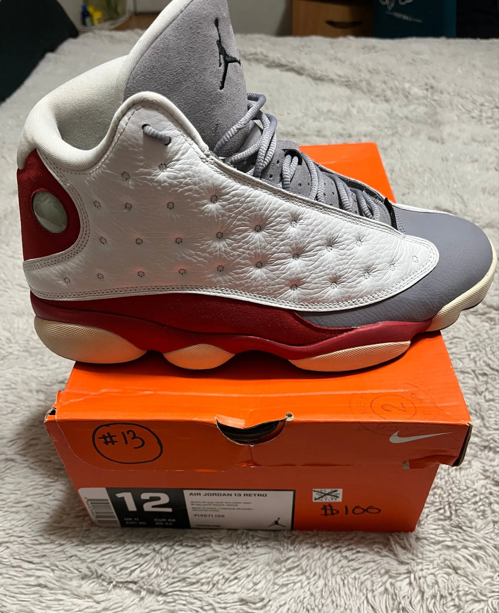 grey and orange jordan 13