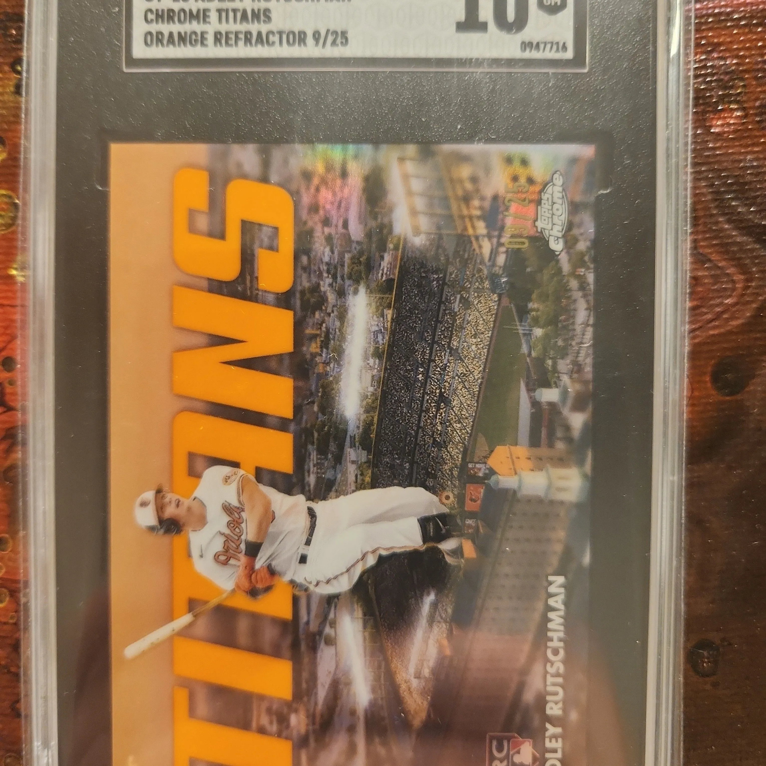 Product image for 2023 Topps Chrome Adley Rutschman SGC Chr. Titans, Orange Ref. 10