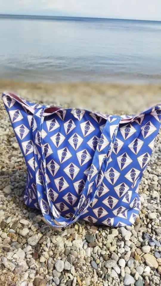 Product image for Blue evil eye tote bag