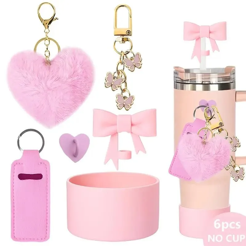 Product image for BUNDLE NEW Tumbler Bow, Boot, Bracelet, Topper, Charms, Carrier - 6pc PINK