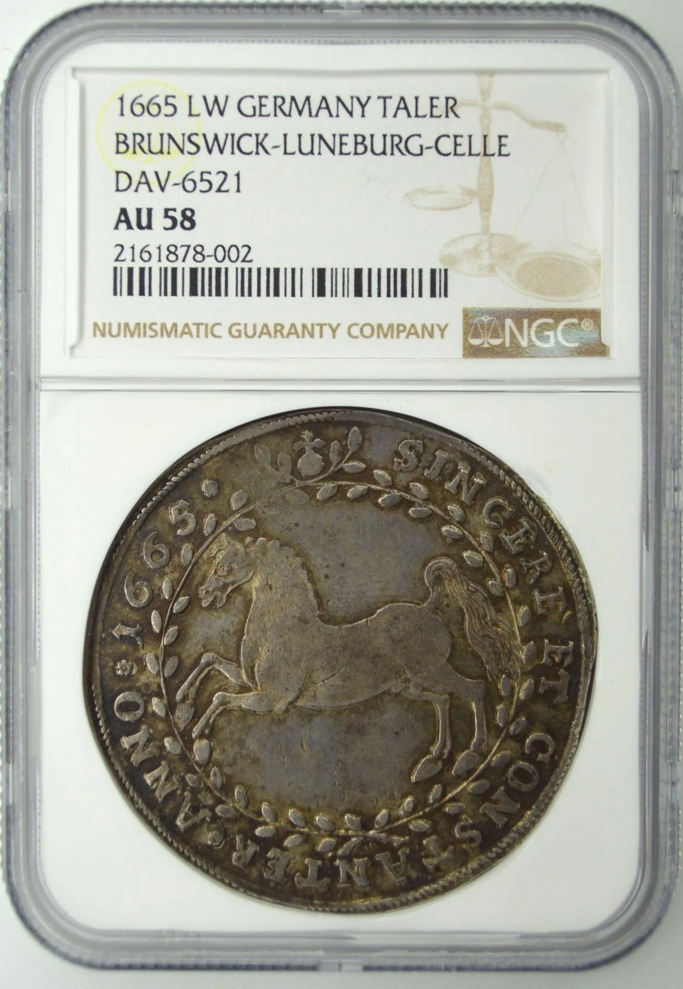 Product image for 1665 LW GERMANY TALER BRUNSWICK-LUNEBURG-CELLE DAV- 6521 NGC AU 58
