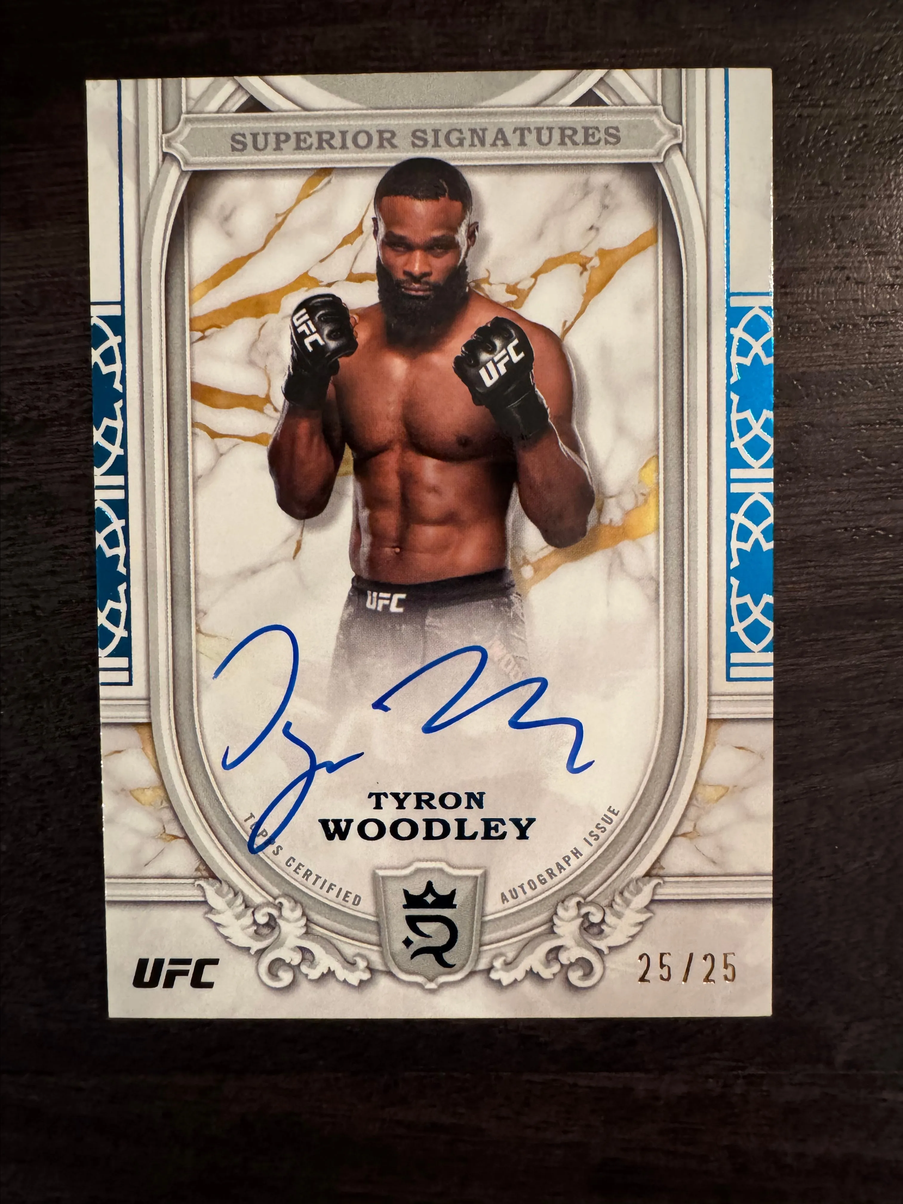 Product image for Tyron Woodley Bookend 25/25 blue Superior Signatures 2024 Topps Royalty Autograph on card UFC SS-TWY