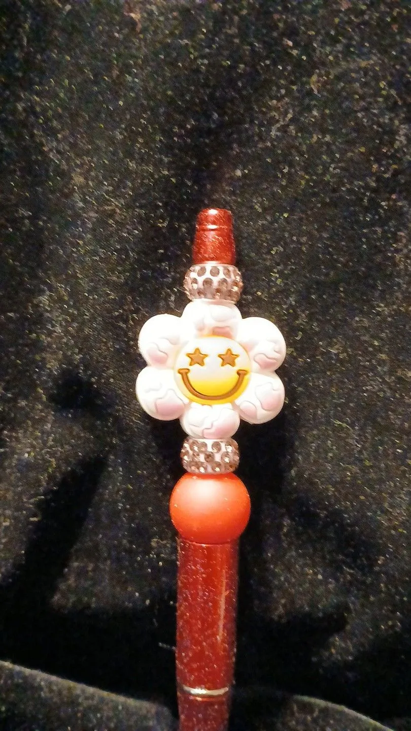 Product image for Beadable Pens - Shimmery Maroon Pen / Red Daisy #203 
