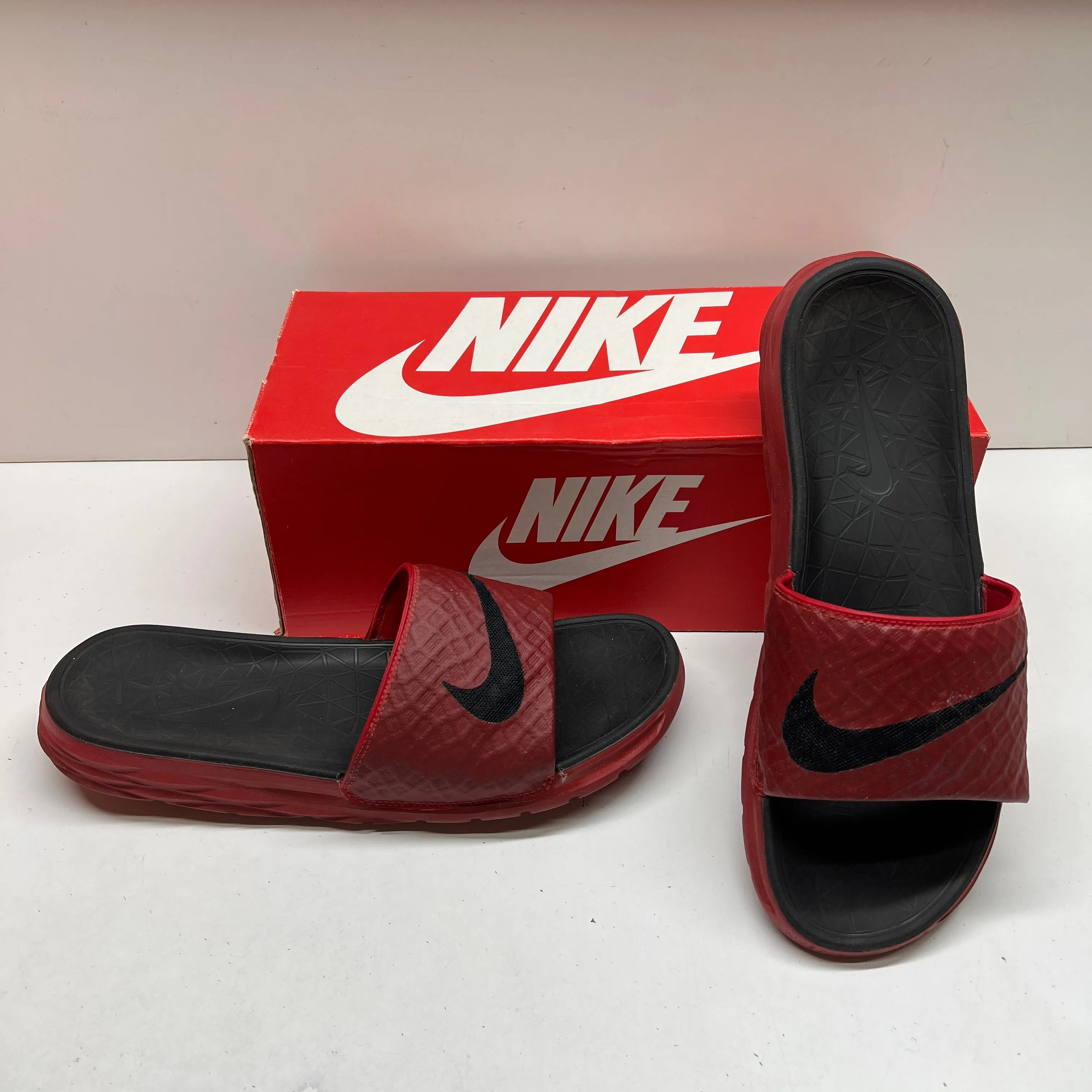 Product image for Nike Benassi Solarsoft Slide 2 705474 600 Red Black Slides Sandals Shoes Mens 12