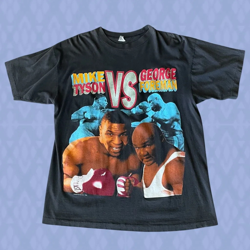 Product image for 1995 Mike Tyson vs George Foreman Cancelled Tee XL