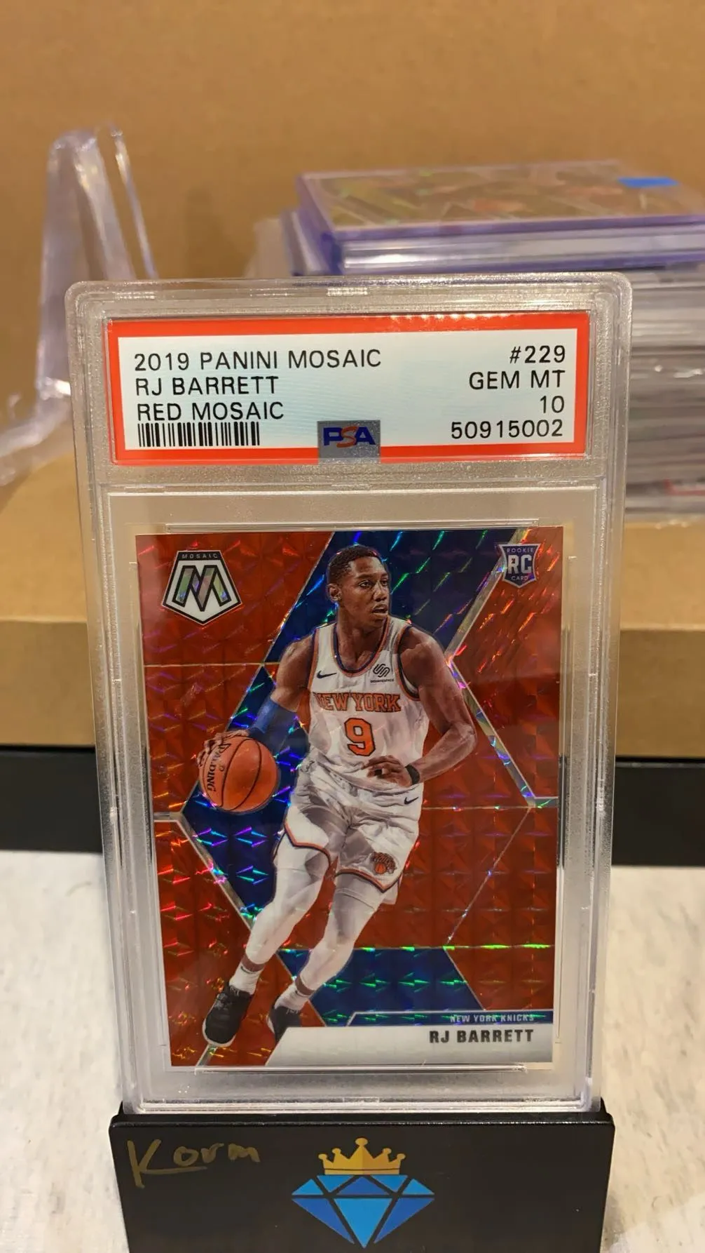 Product image for RJ Barrett Rookie 2019-20 Panini Mosaic Red PSA 10 GEM MT #229
