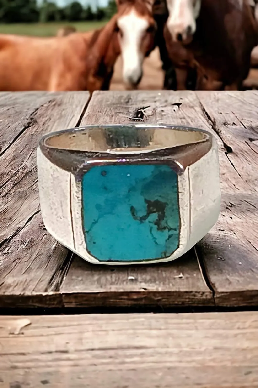 Product image for 925 Kingman turquoise ring size 6
