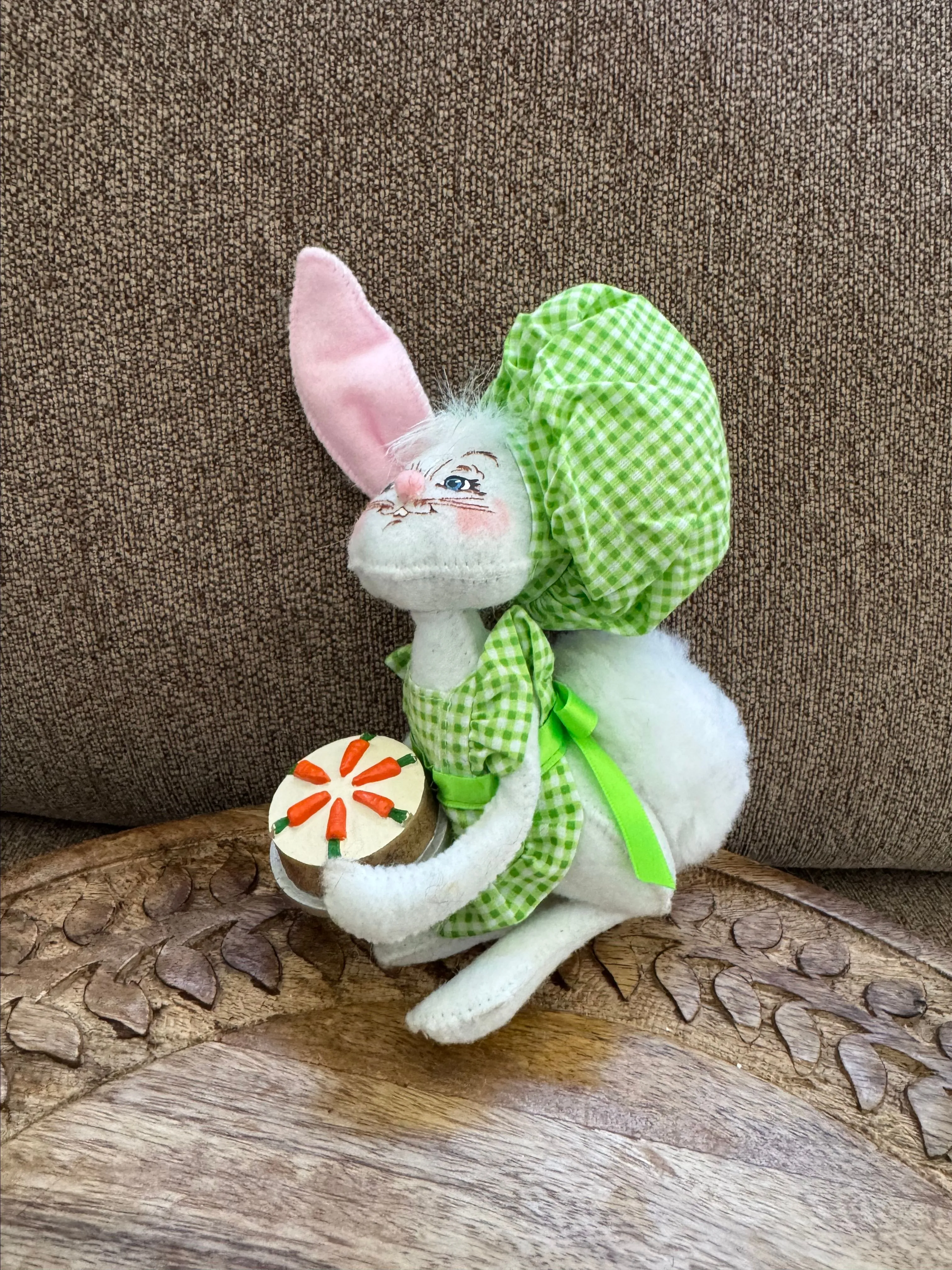 Product image for 6. ADORABLE Annalee Baker Easter Bunny Doll w/Carrot Cake 2010-75th Anniversary