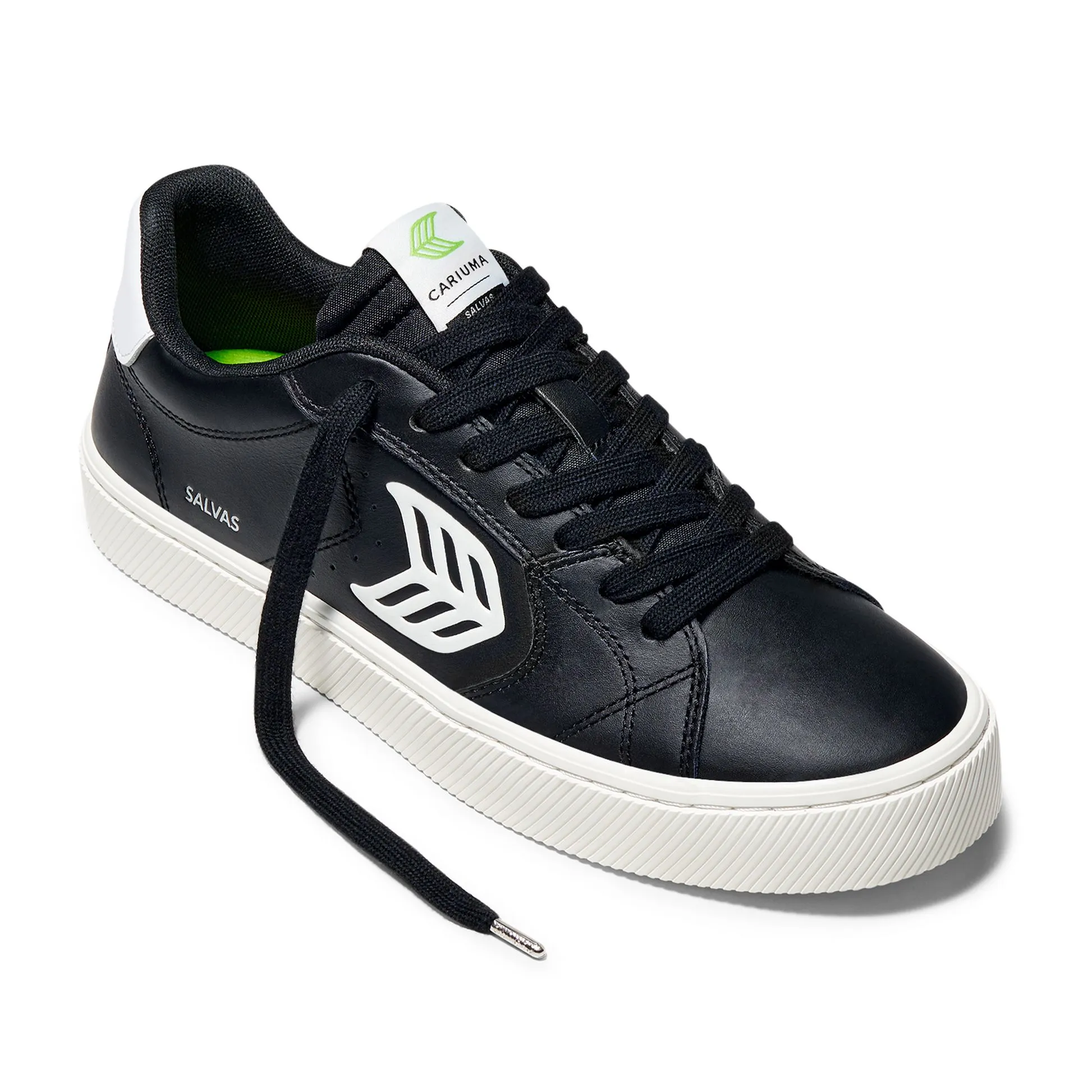 Product image for Cariuma Salvas Black Leather/White Logo Size 8M/9.5W NIB