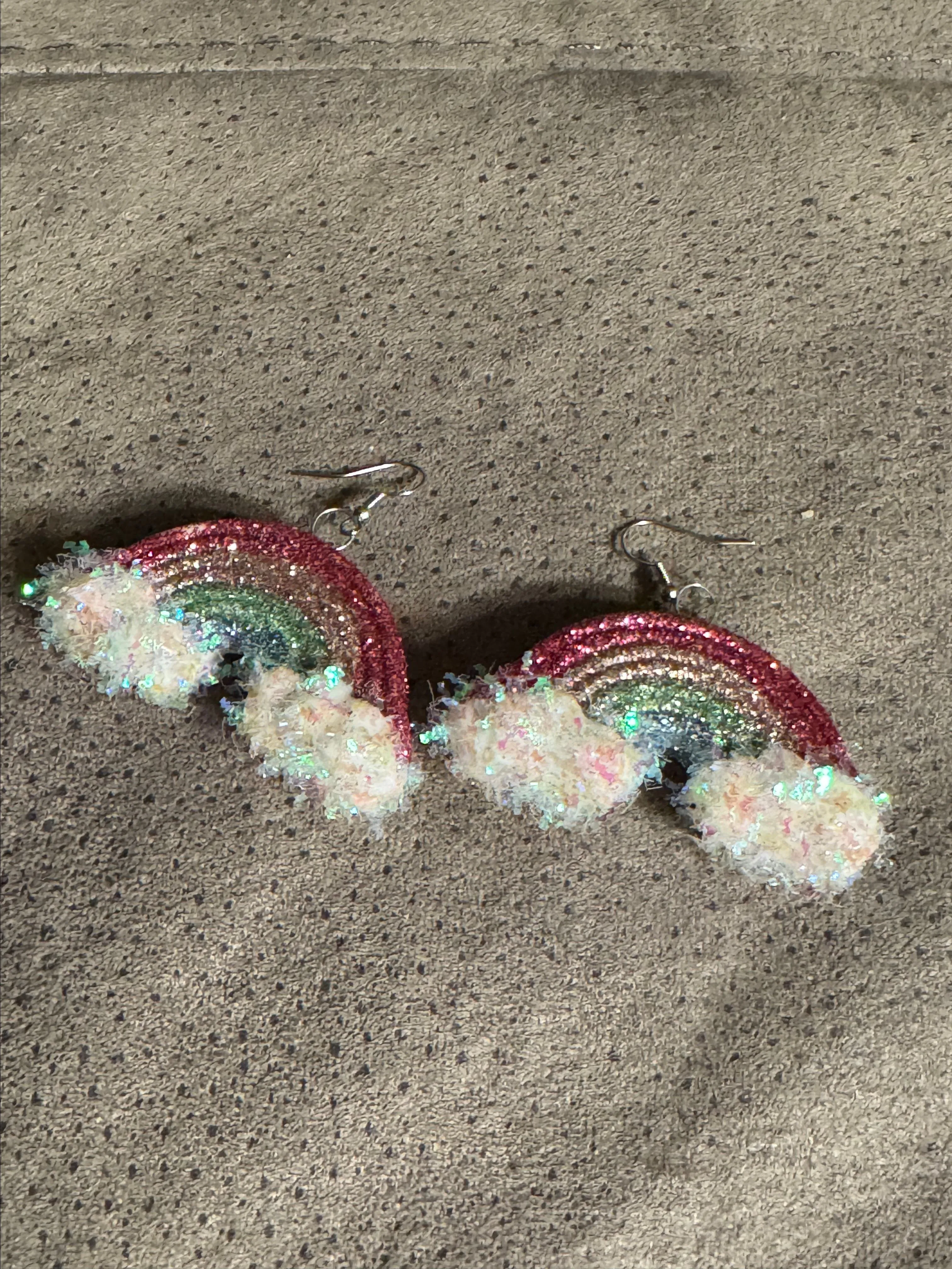 Product image for Rainbow with Glitter and Clouds Earrings