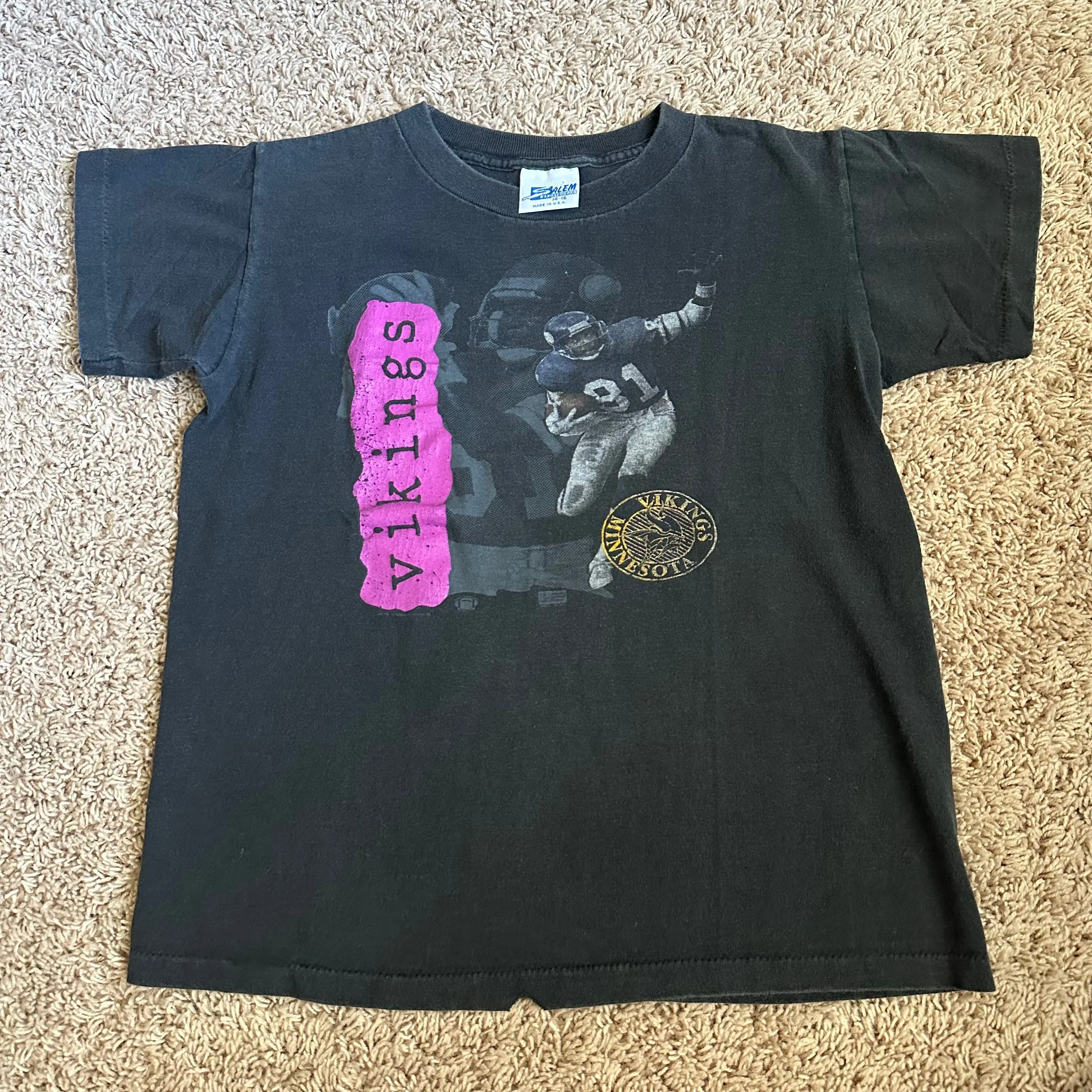 Product image for Vtg Salem Sportswear Anthony Carter Minnesota Vikings T-Shirt Size 14-16