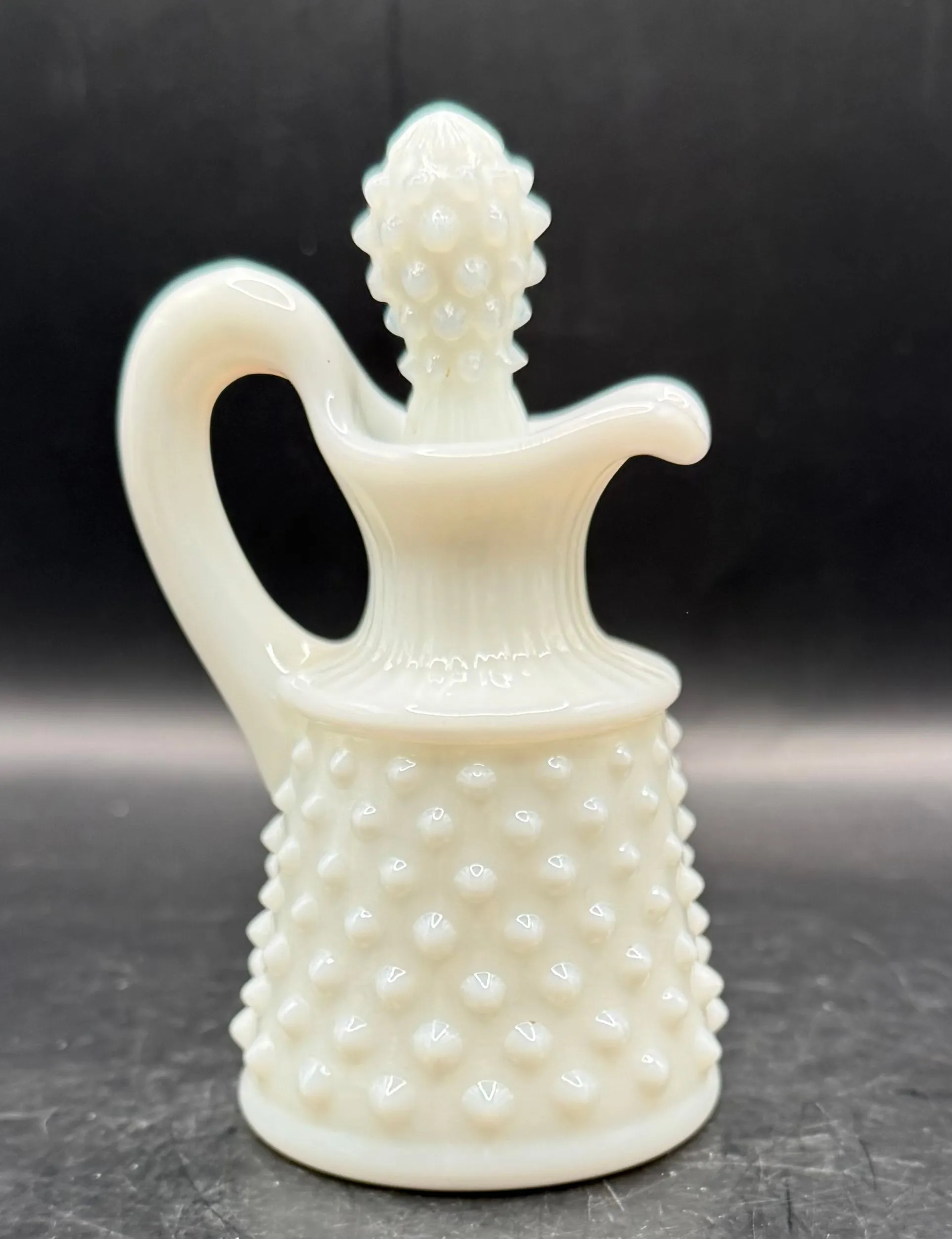 Product image for G54  Vintage Fenton Milk Glass Hobnail Cruet