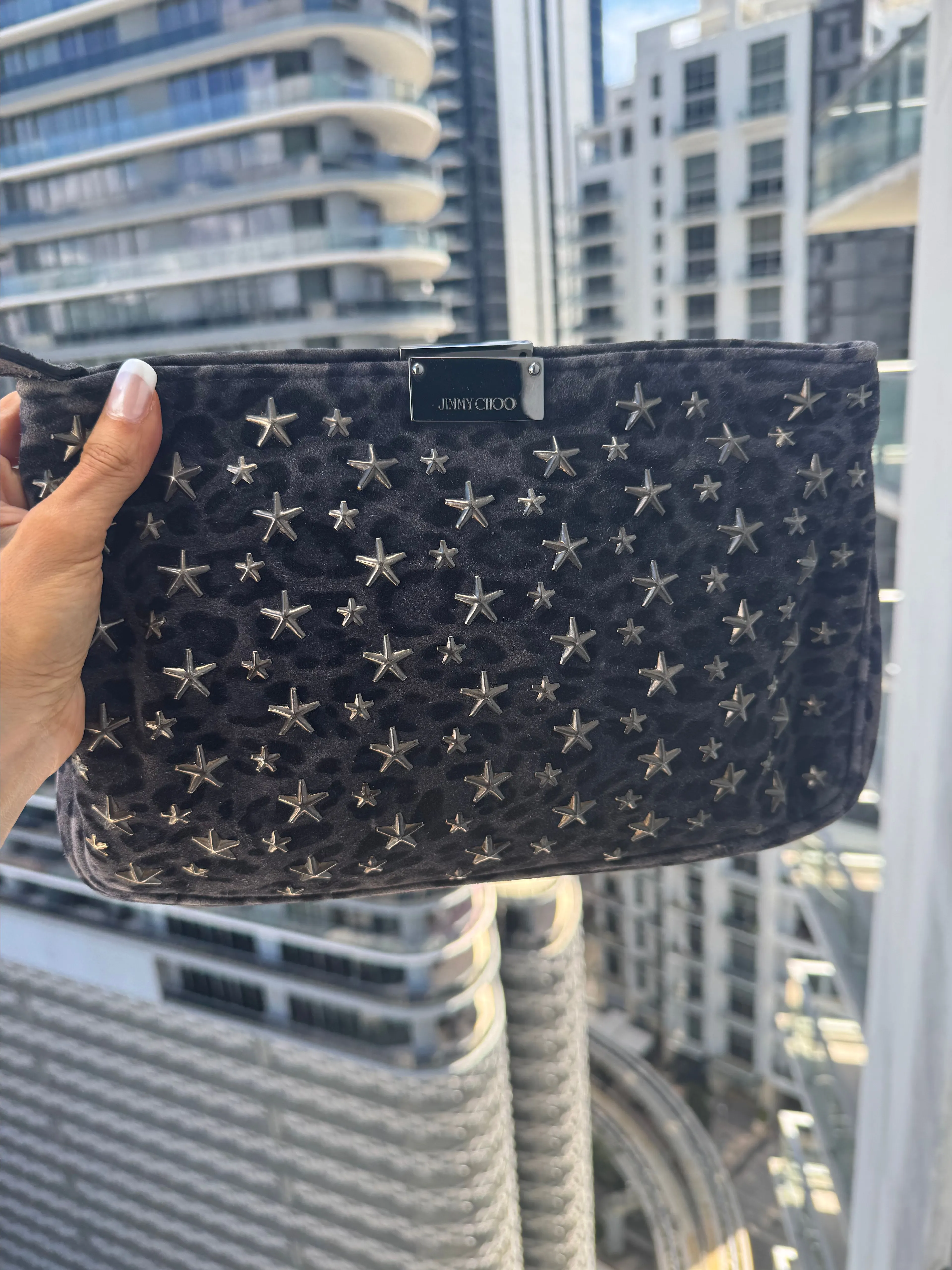 Product image for 76. Jimmy Choo Suede Start Clutch