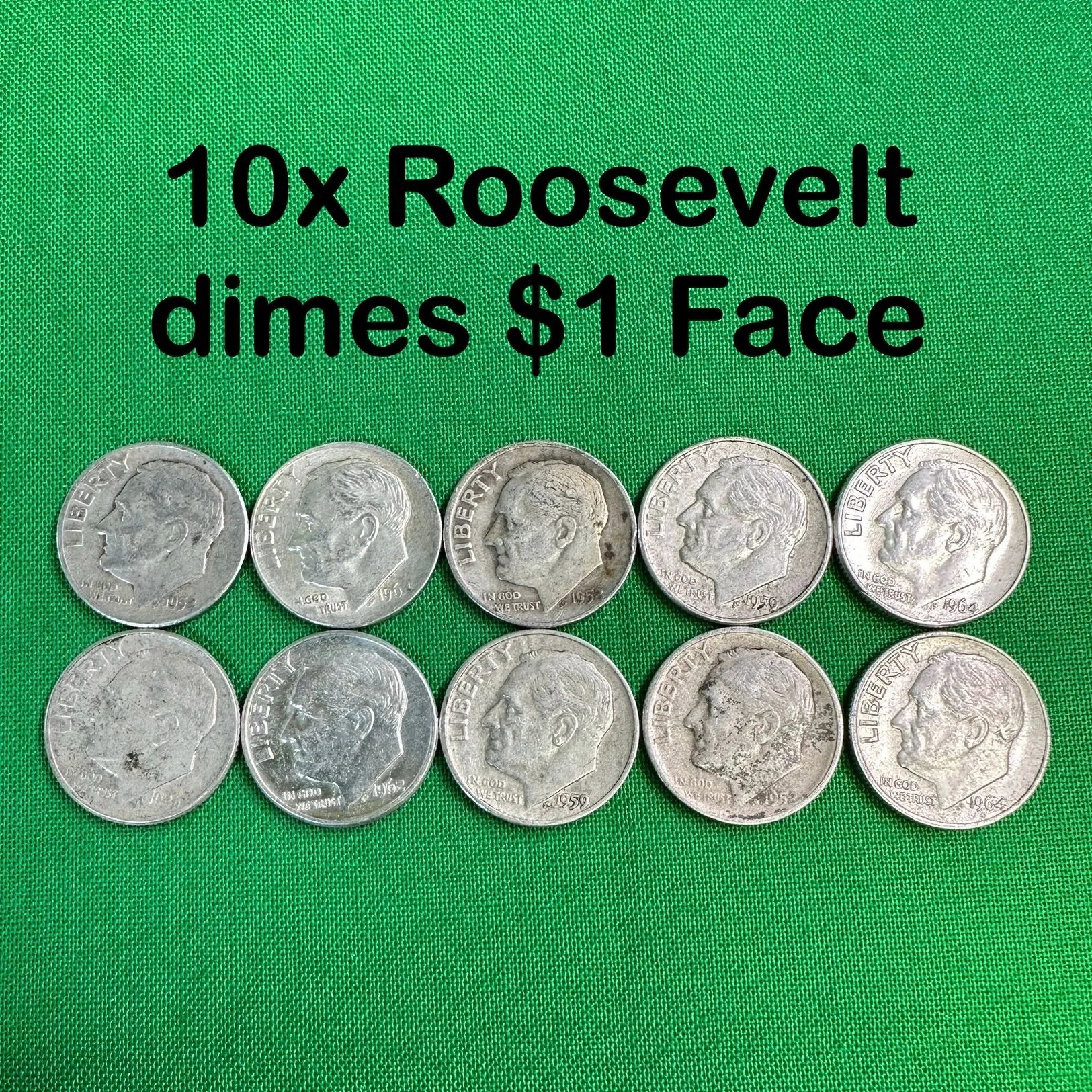 Product image for 10 Roosevelt 90% dimes