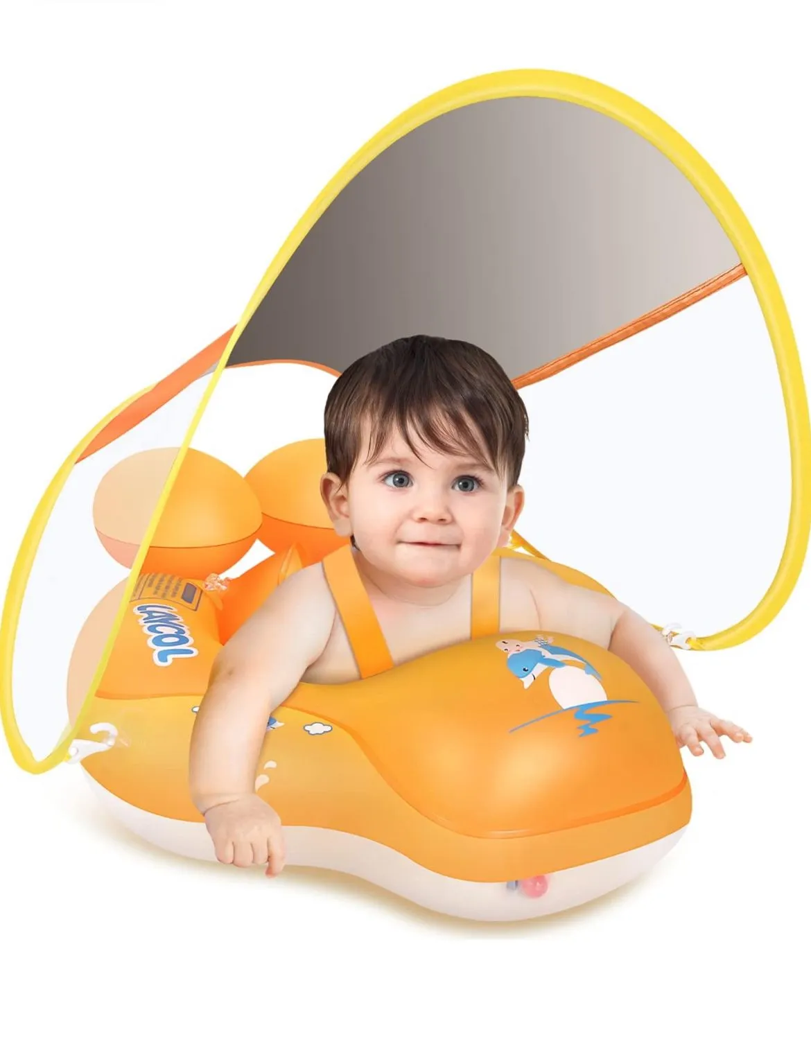 Product image for $23.99 AMAZON….LAYCOL Baby Swimming Pool Float with Removable UPF 50+ UV Sun Protection Canopy,