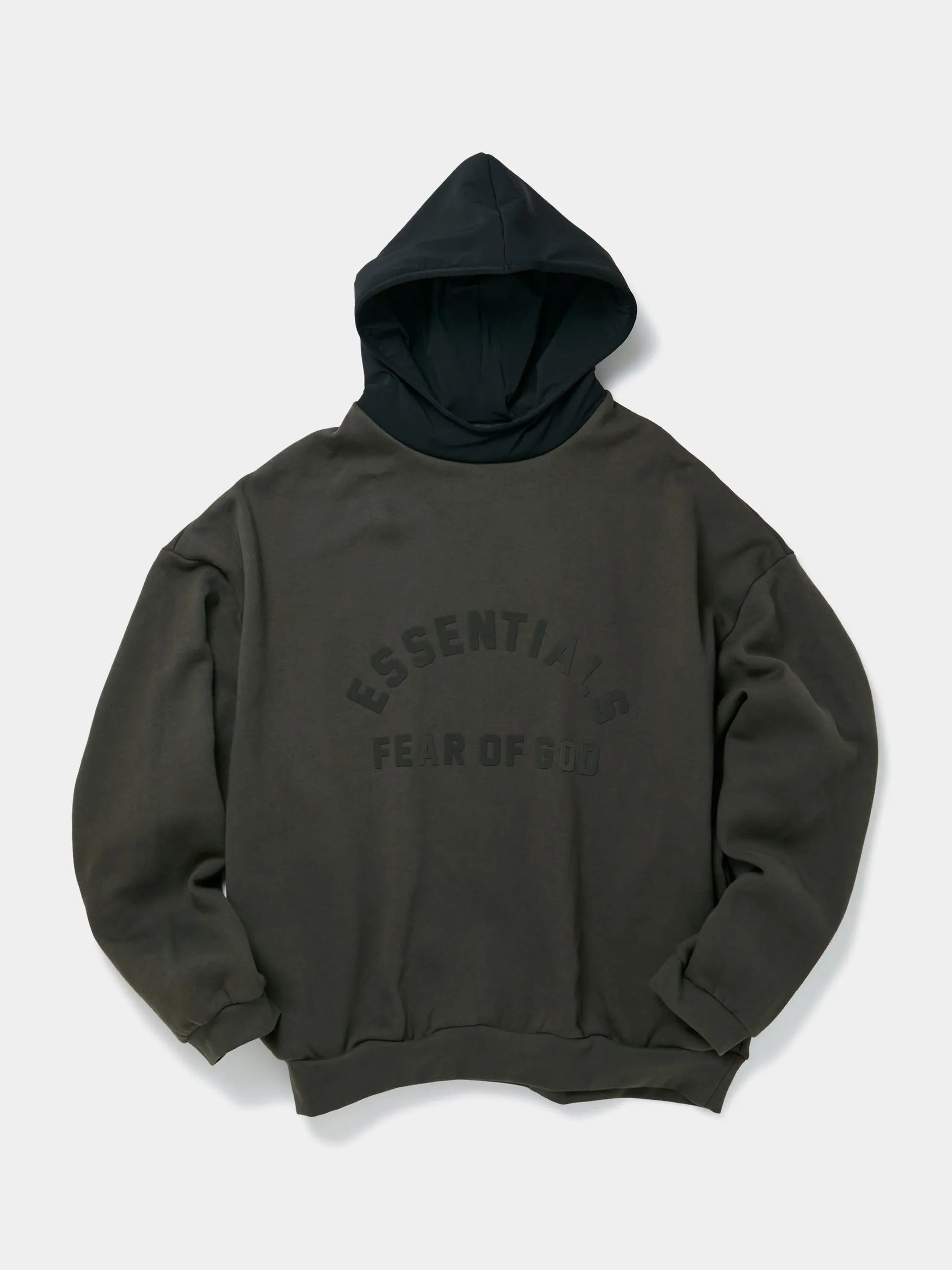 Product image for ESSENTIALS NYLON FLEECE HOODIE INK/JET BLACK