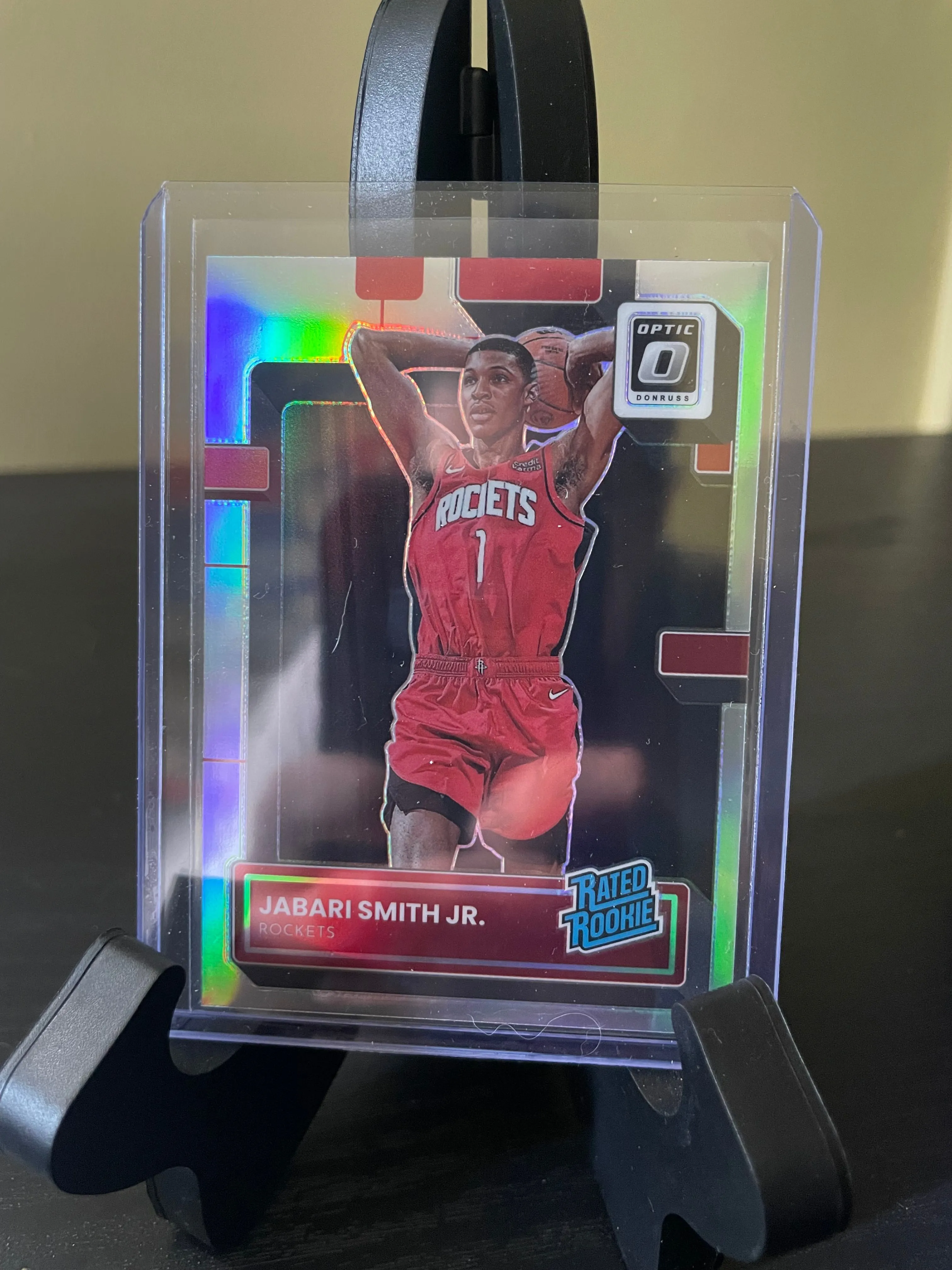 Product image for 2022-23 Panini Donruss Optic Jabari Smith Jr. Silver Holo Prizm RC Rockets #240