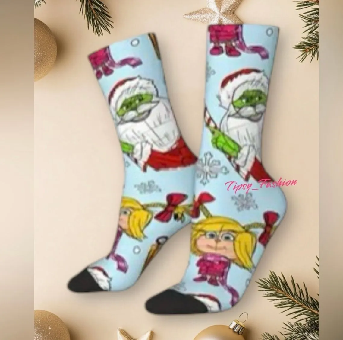 Product image for Grinch calf Socks Women Christmas NEW