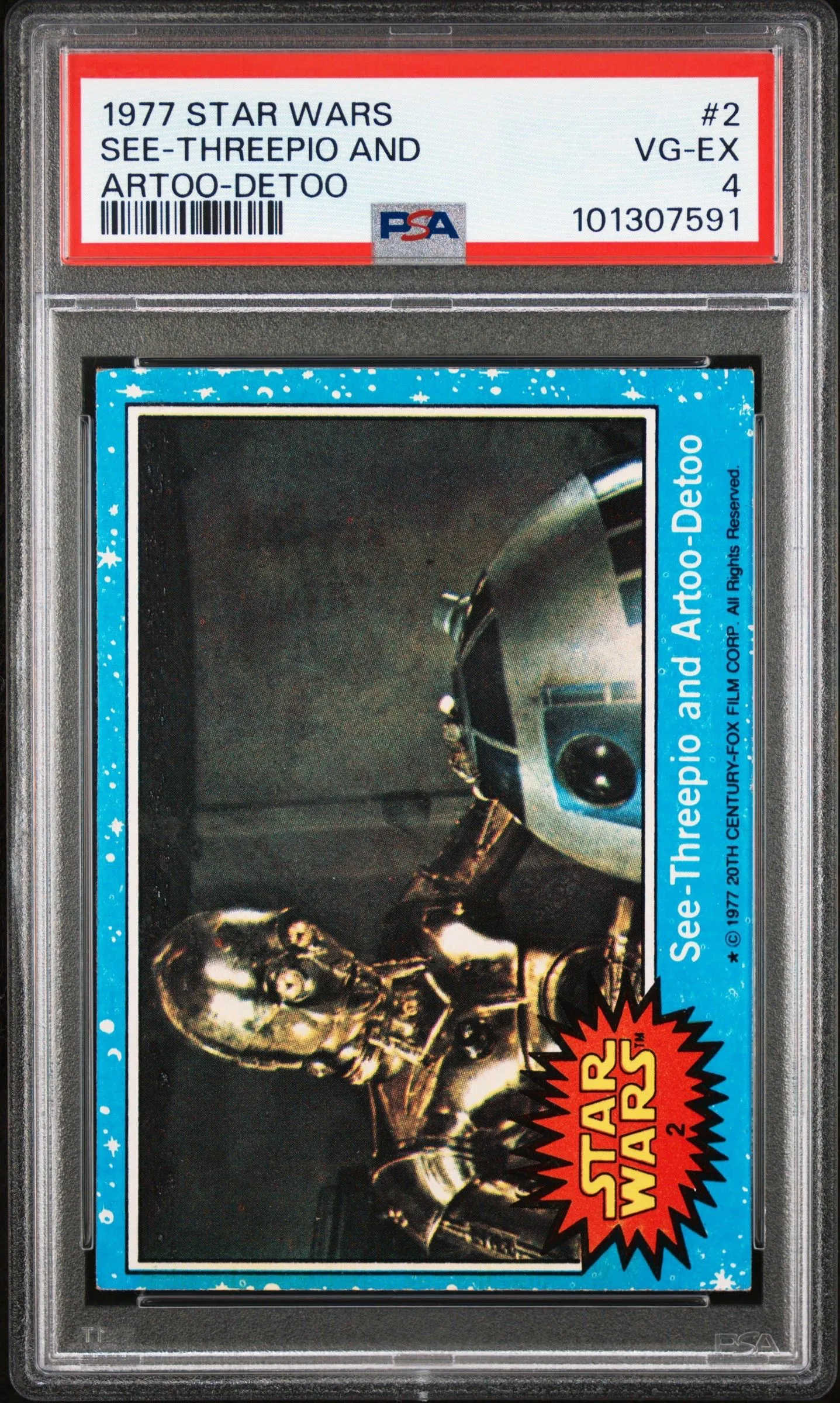 Product image for PSA 4- 1977 Topps Star Wars SERIES 1 Card 2 SEE-THREEPIO AND ARTOO-DETOO