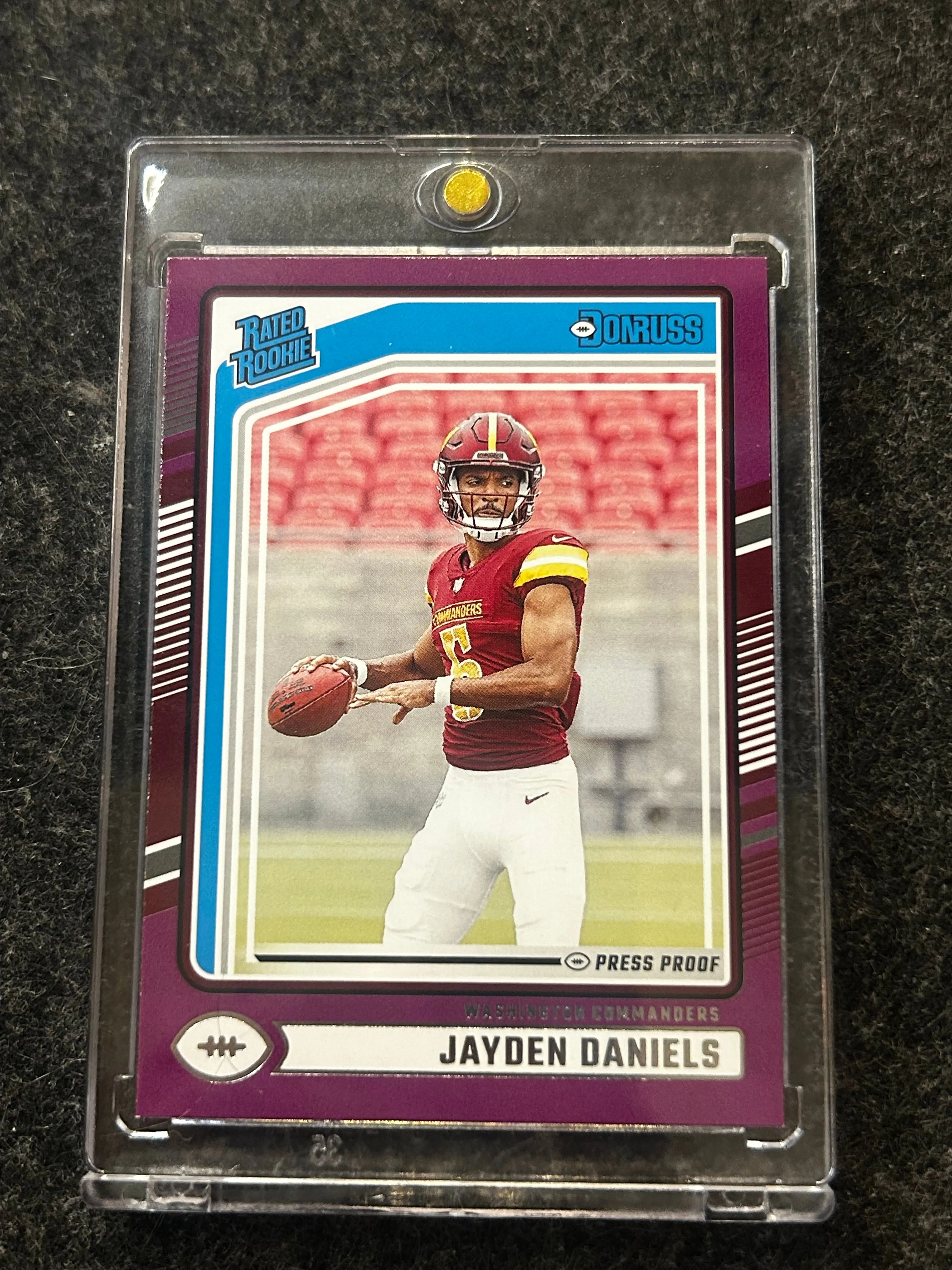 Product image for 2024 Donruss Jayden Daniels Purple Press Proof Rated Rookie!!