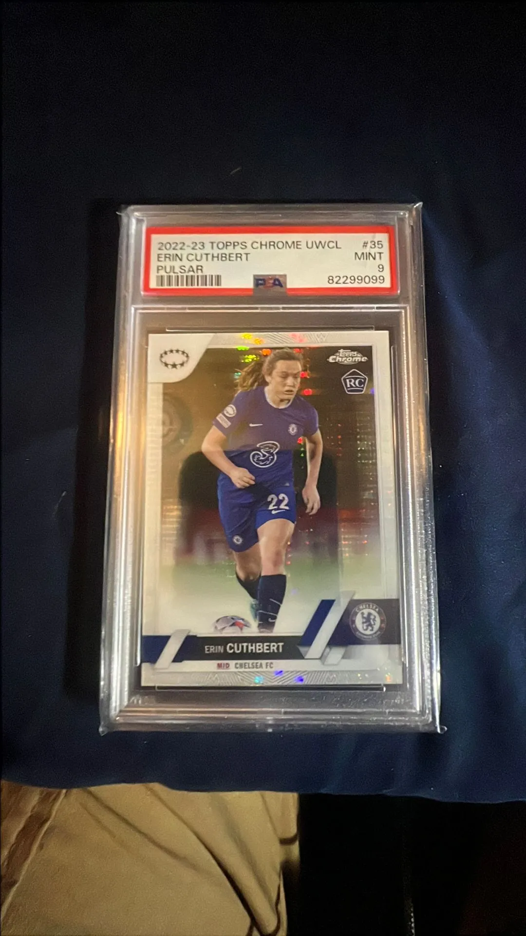 Product image for 2022-23 Topps Chrome Uefa Women'S Champions League Erin Cuthbert Pulsar PSA MINT 9