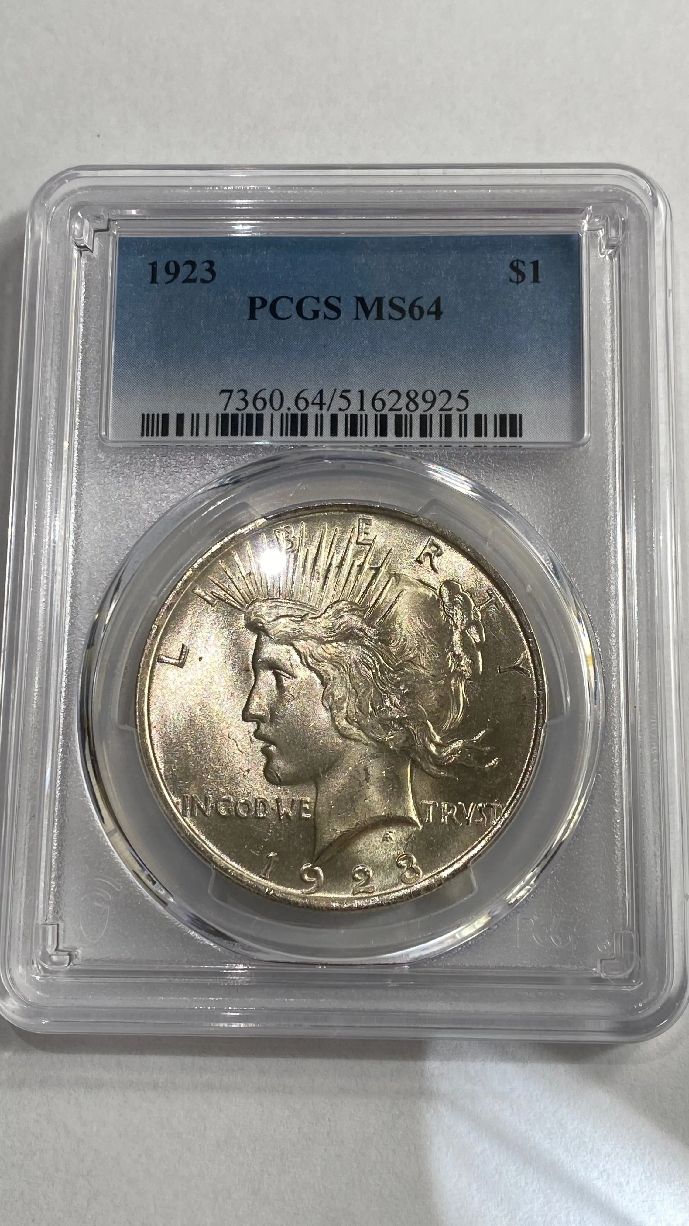 Product image for 1923 Peace Dollar 90% Silver PCGS Graded MS64