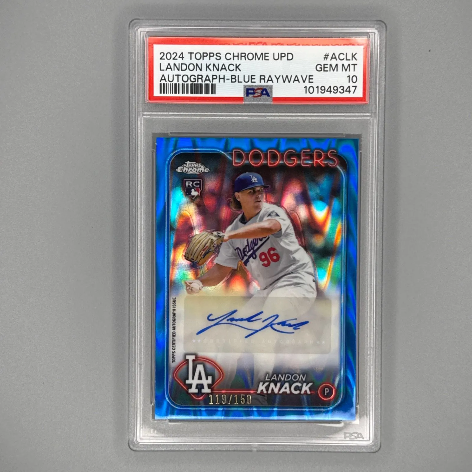 Product image for 2024 Topps Chrome BLUE RAYWAVE AUTO #AC-LK Landon Knack RC /150 PSA 10 POP 1 💎