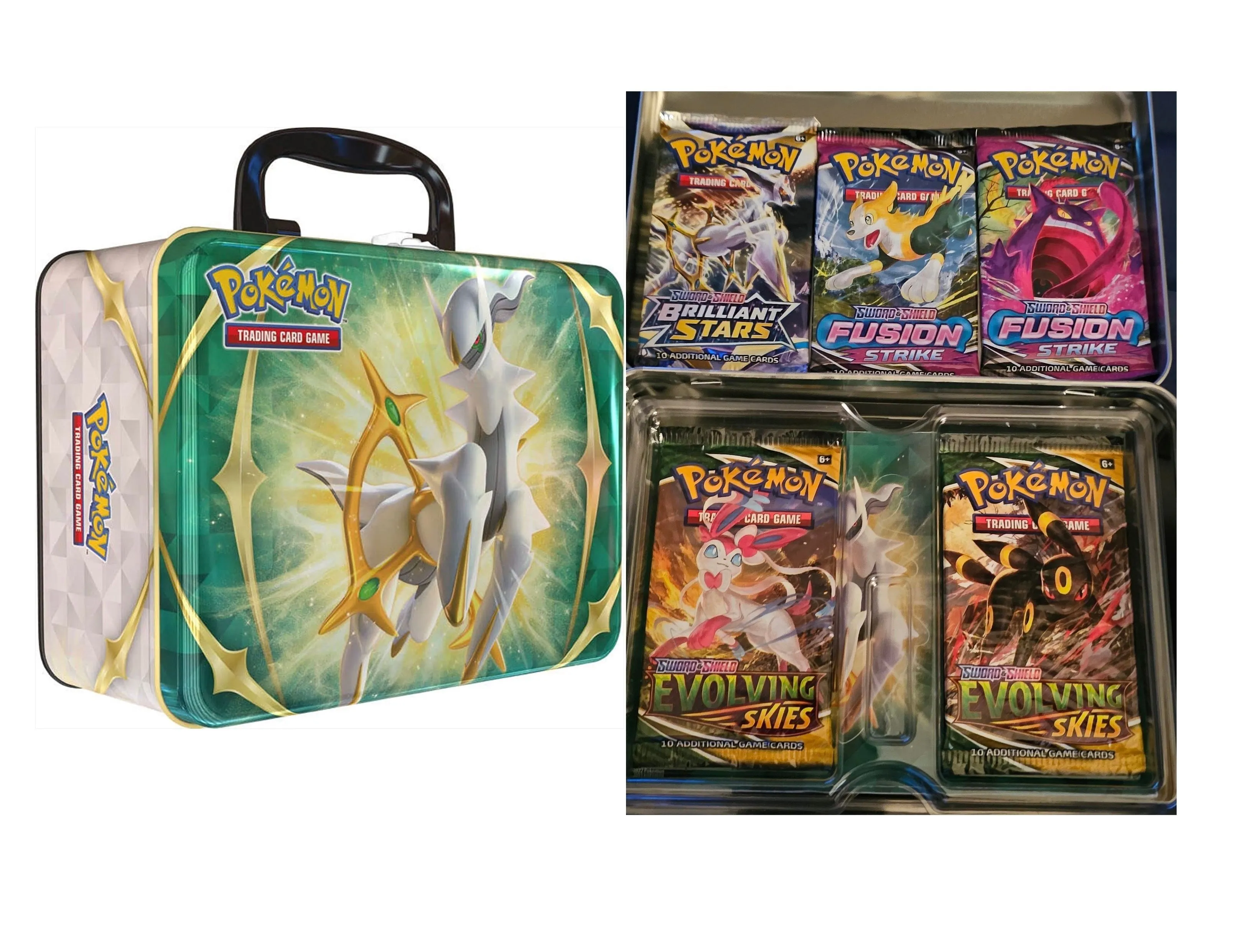0 0) Arceus Tin - 2 Evolving Skies, 2 FS, 1 BS  Whatnot: Shop, Sell,  Connect
