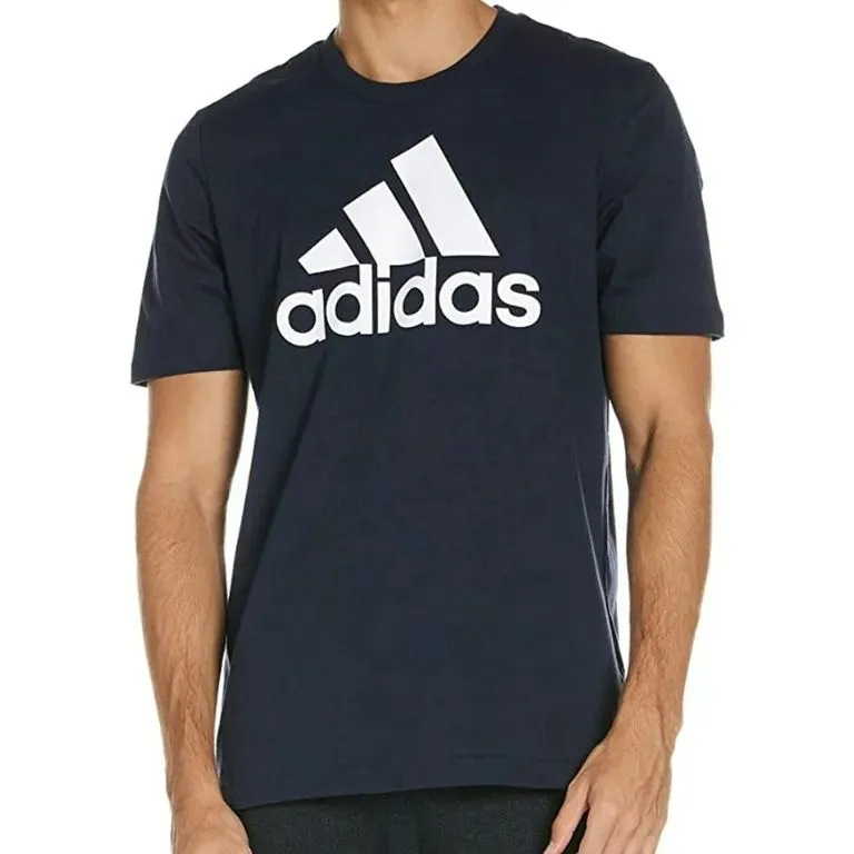 Product image for Adidas Amplifier Navy Sports Short Sleeve Regular Tee Shirt Big Center Logo Sz M