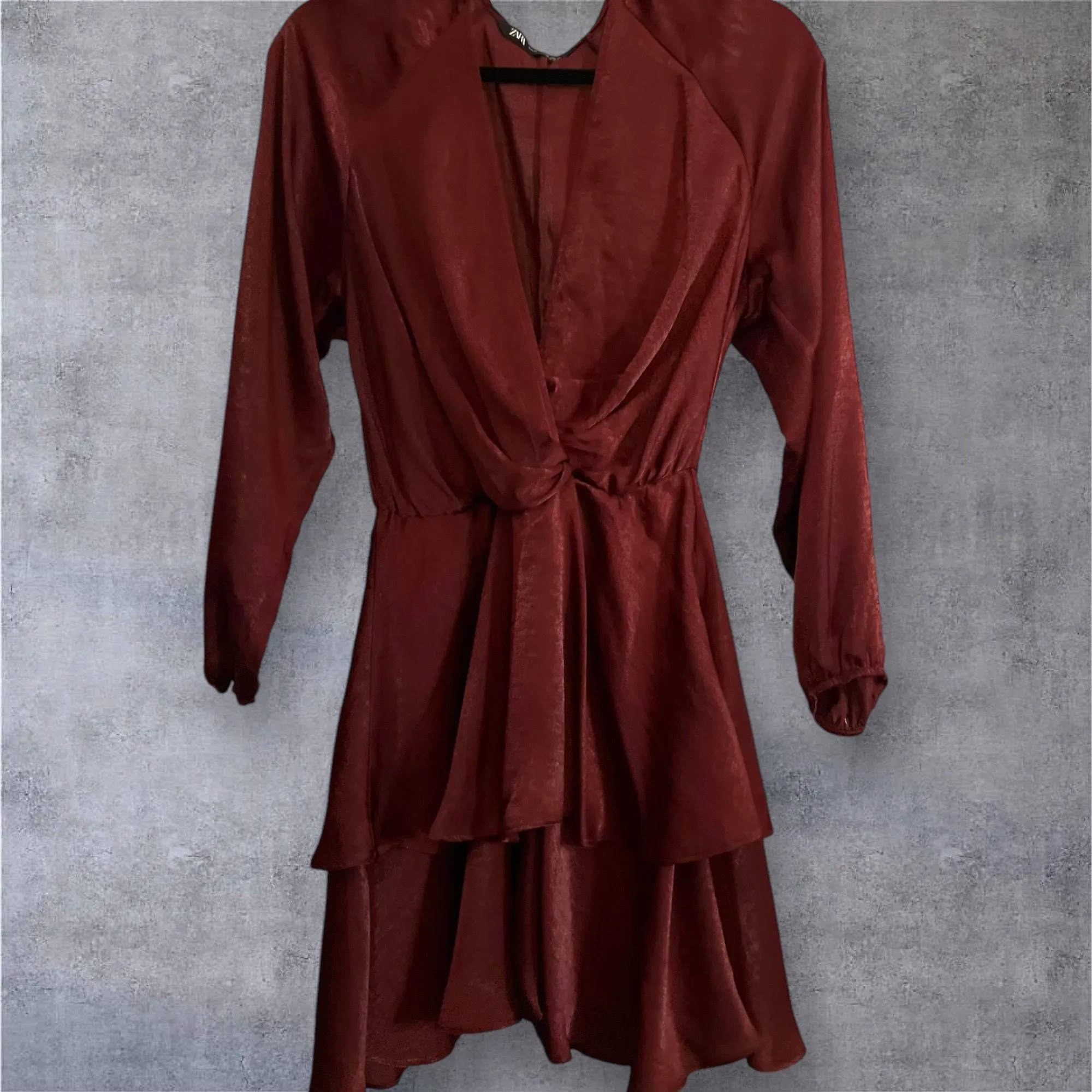 open lace back dress ZARA Red Satin Draped Detaill Maxi Dress UK XL main image 0