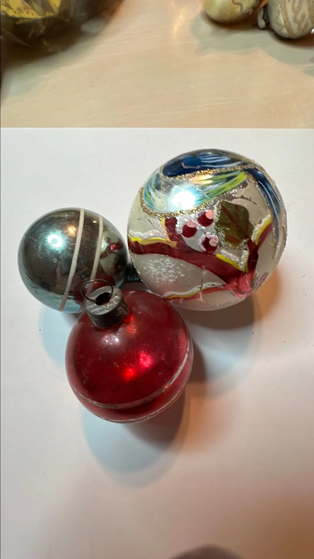 Product image for Group of three vintage glass ornaments.