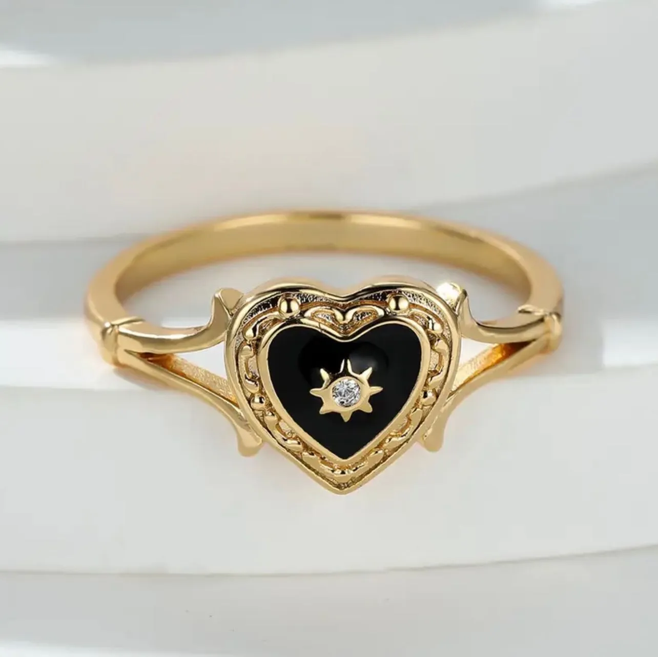 Product image for 18k Gold Plated Minimalist Women's Boho Elegant Heart Trendy Ring By North Jewelry