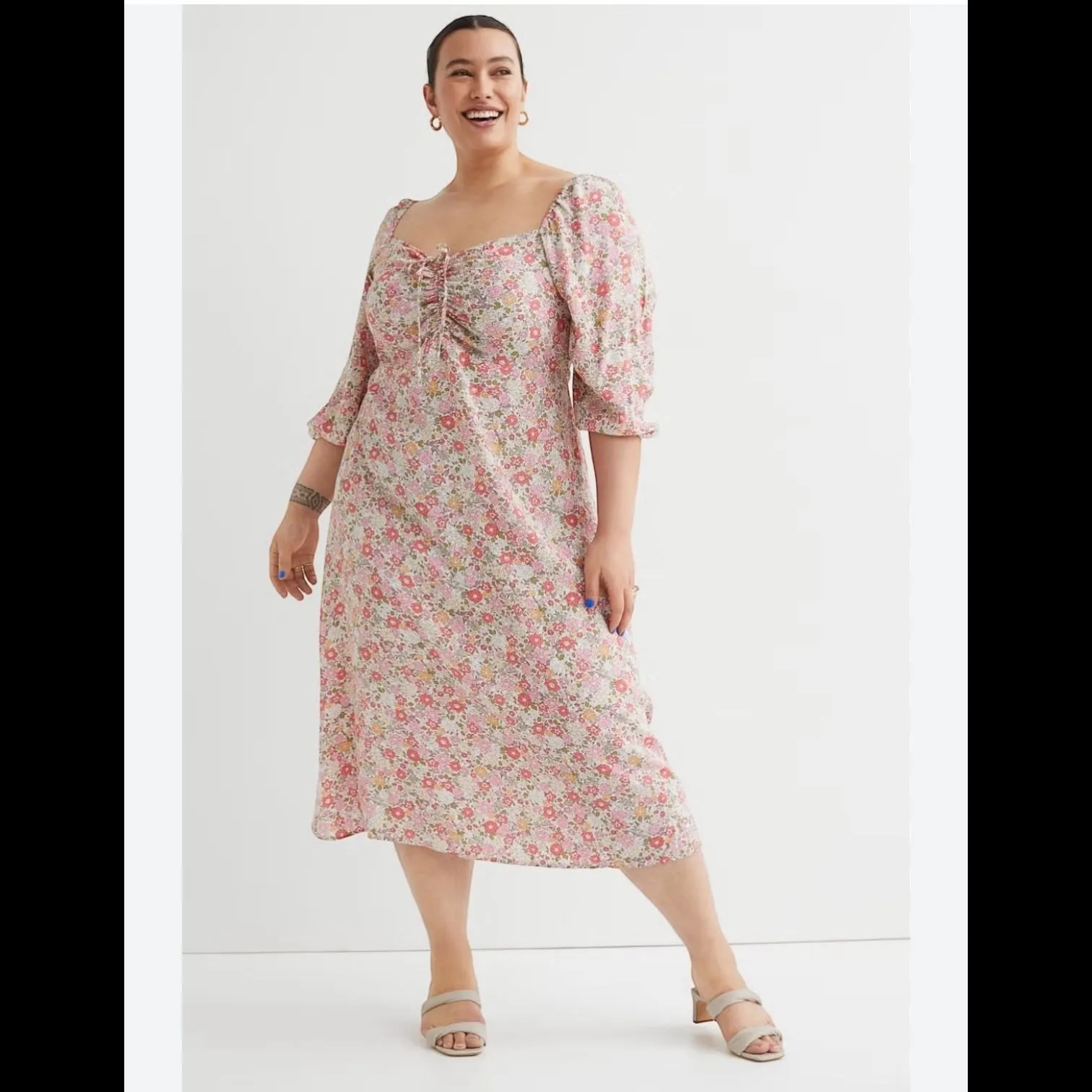 Product image for Floral Print Midi Dress XXL