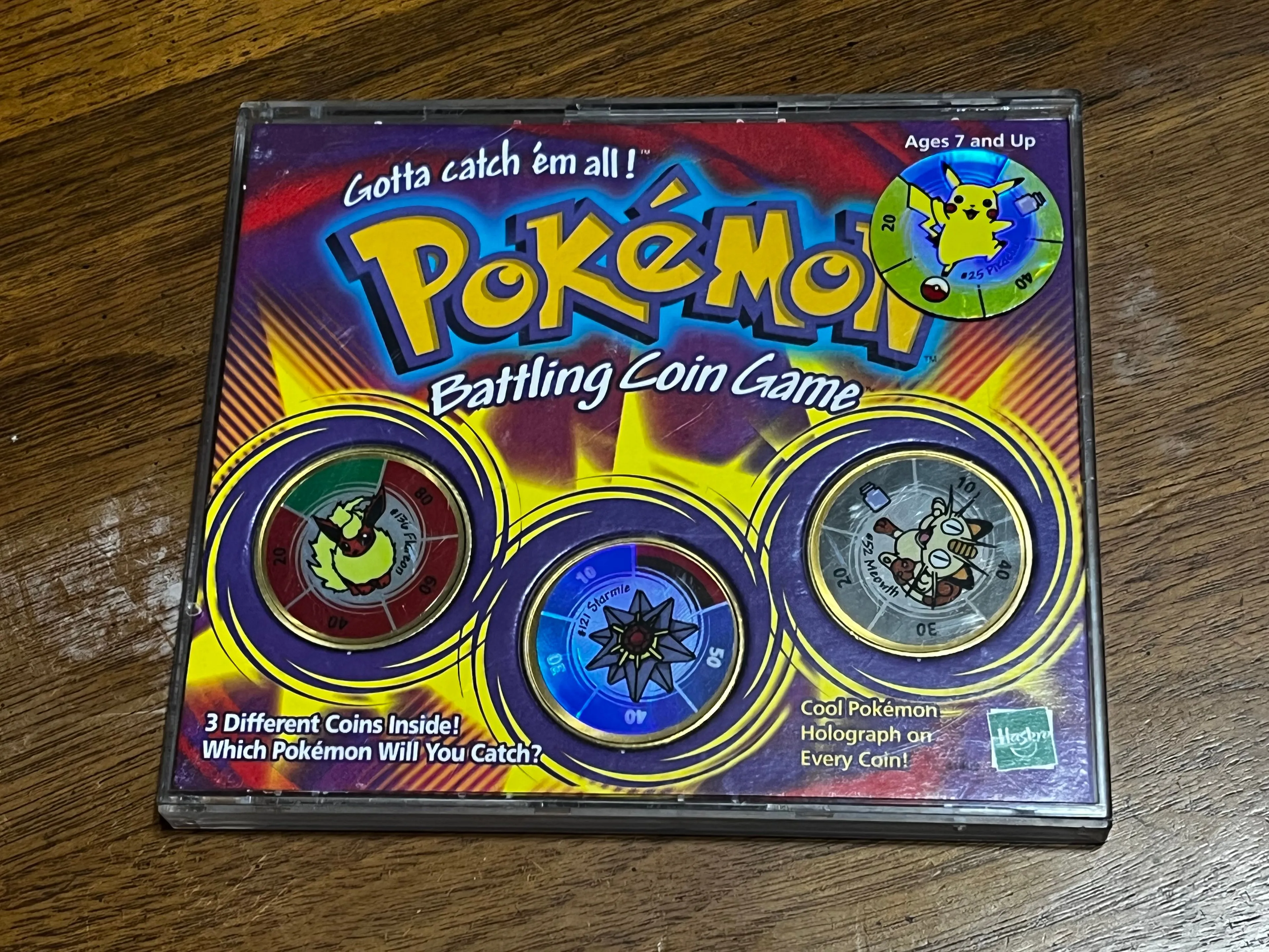 Product image for 0. Hasbro Pokemon Battling Coin Game Flareon Meowth Starmie w/ Insert