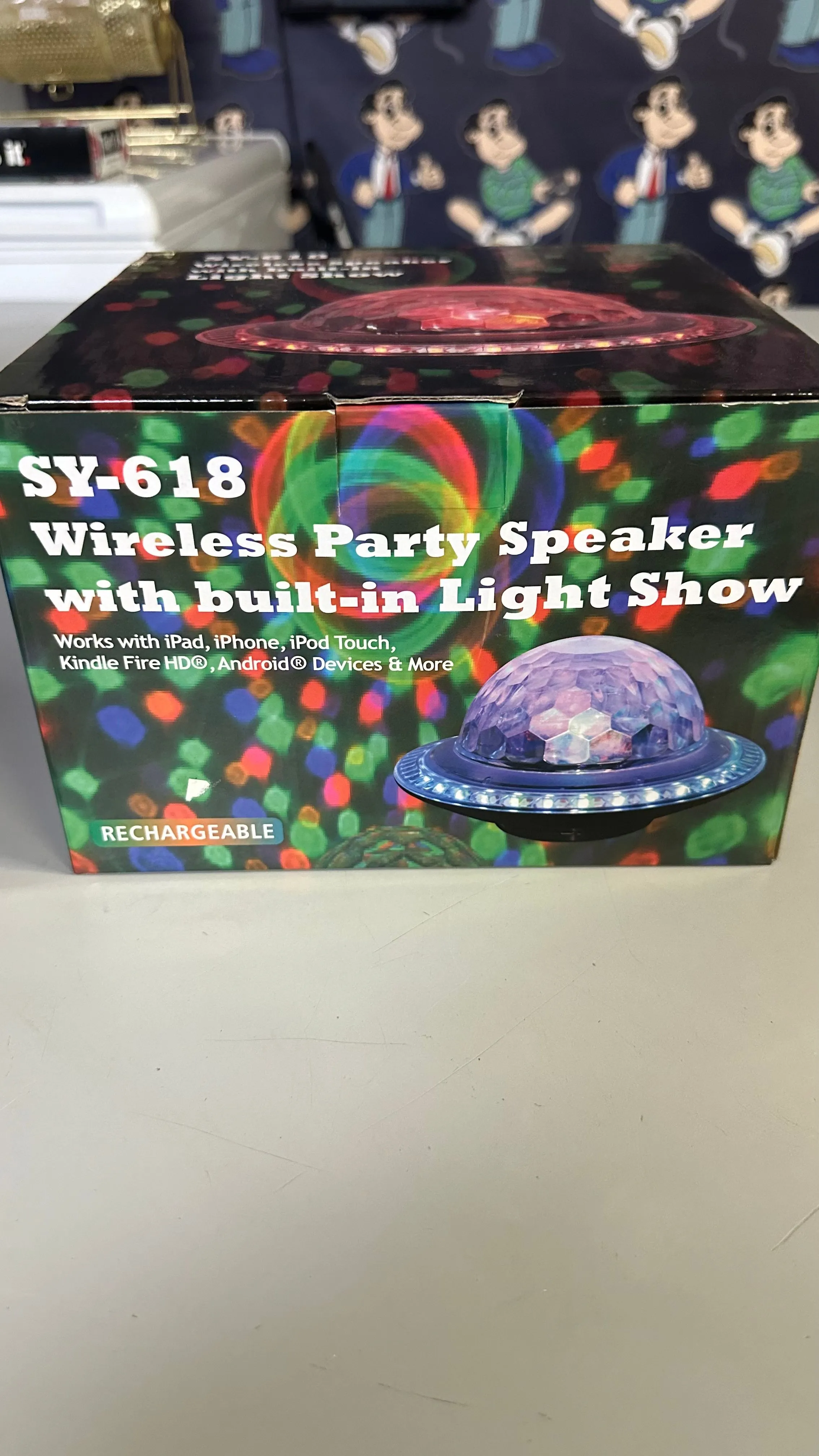 Product image for Bluetooth speaker with disco lights