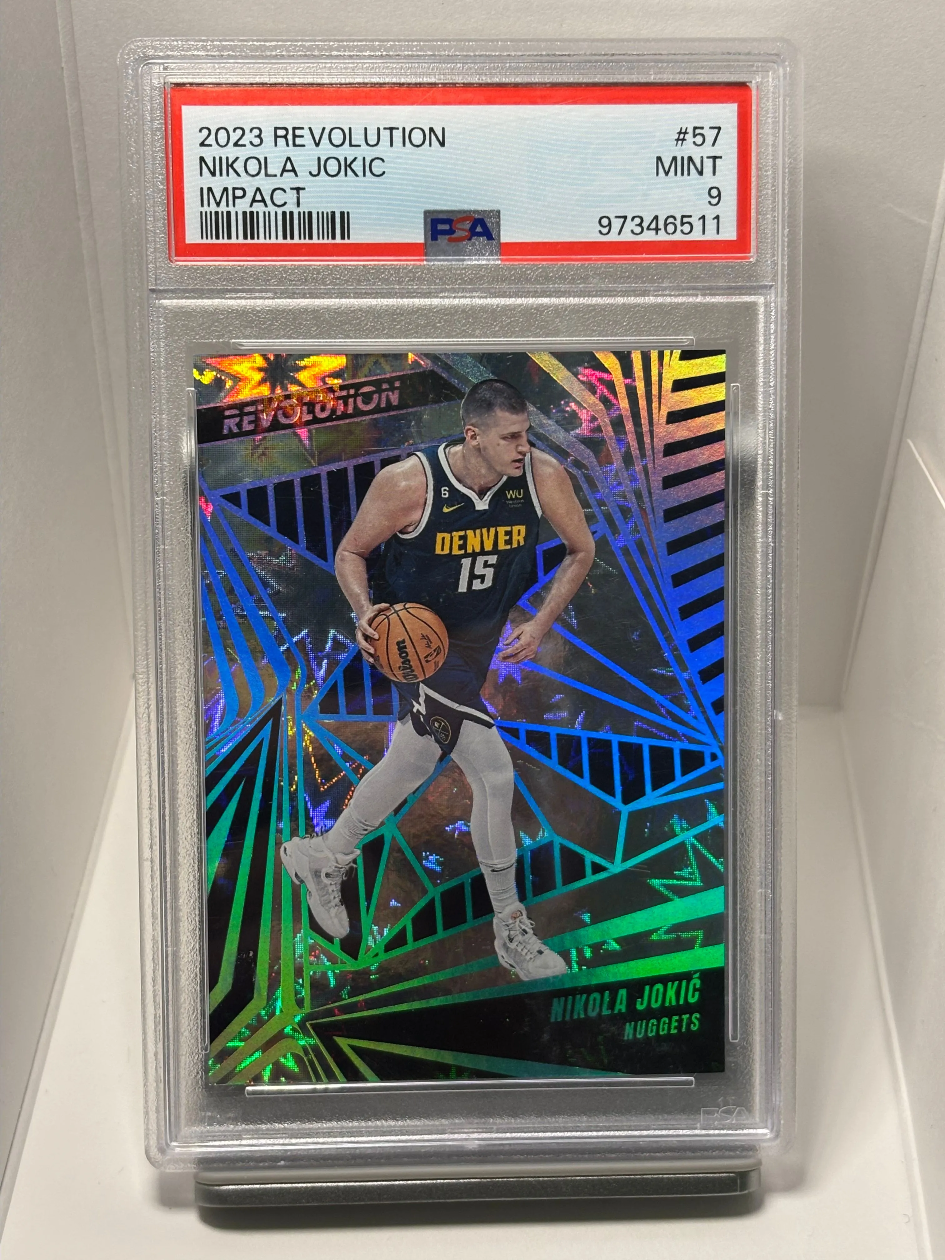 Product image for 2023-24 Panini Revolution Nikola Jokic Impact #36/149 PSA 9 MINT Nuggets