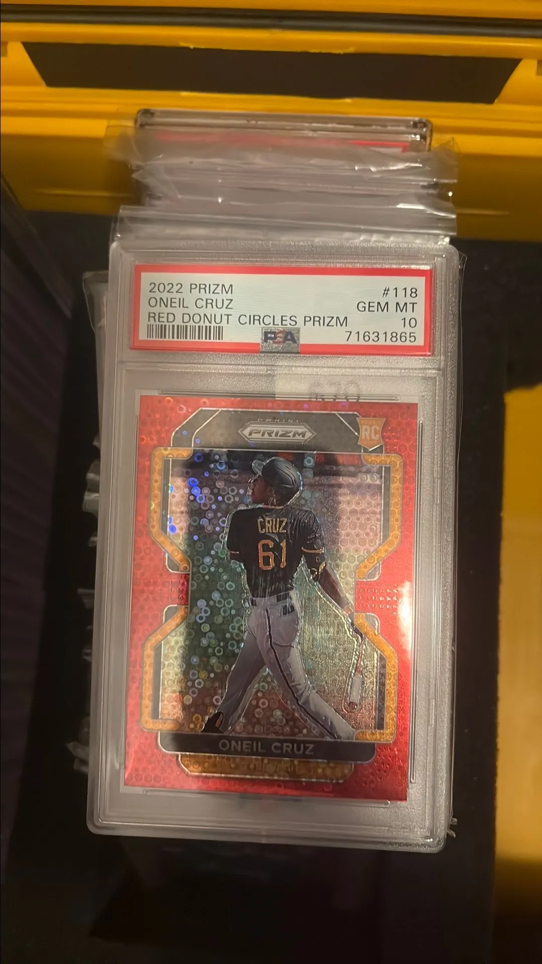 Product image for 2022 Panini Prizm Oneil Cruz 118 Red Donut Circles Prizm PSA GEM MT 10