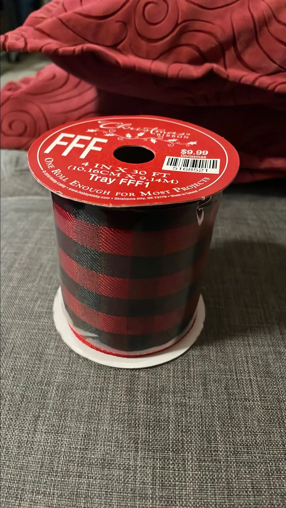 Product image for B3R Christmas Ribbon Wired edge Buffalo Plaid, 4" x 30ft