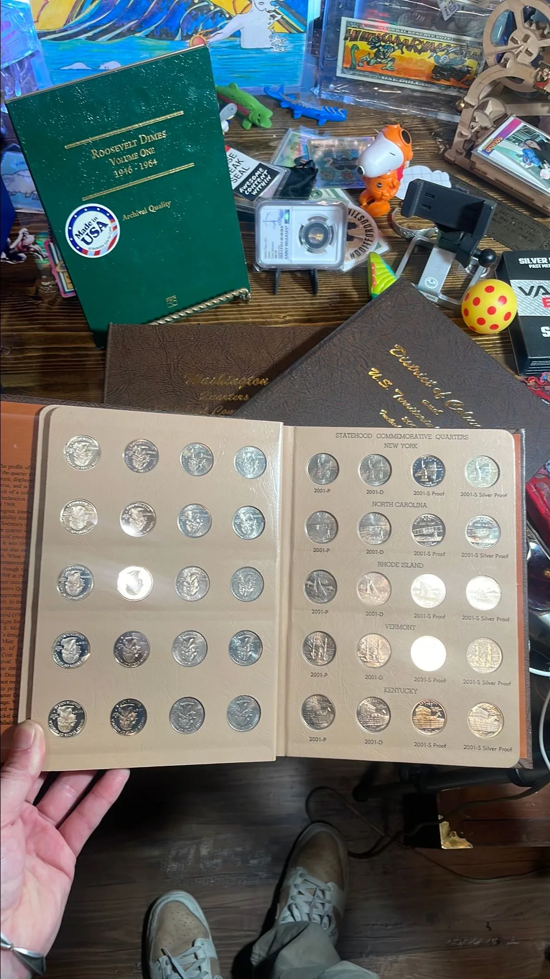 Product image for 1999 - 2009 P D S & S Silver Statehood & US Territories Quarters, Uncirculated, in 3 Dansco Albums