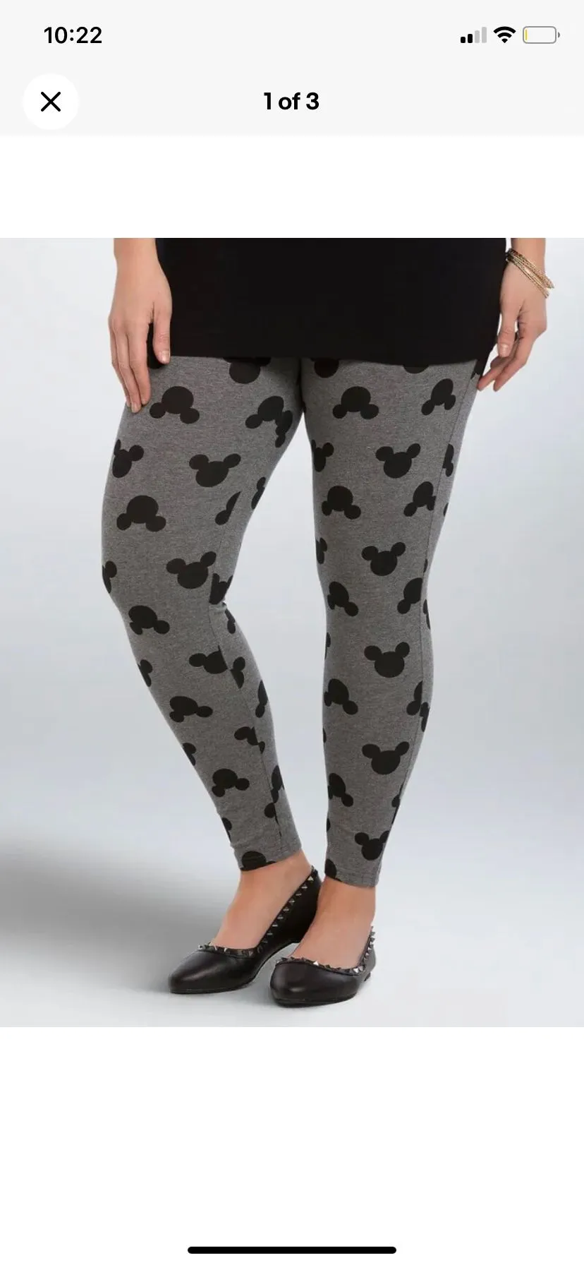Product image for Torrid size 1 Disney MICKEY MOUSE PRINT FULL LENGTH LEGGINGS Gray & Black XL NEW