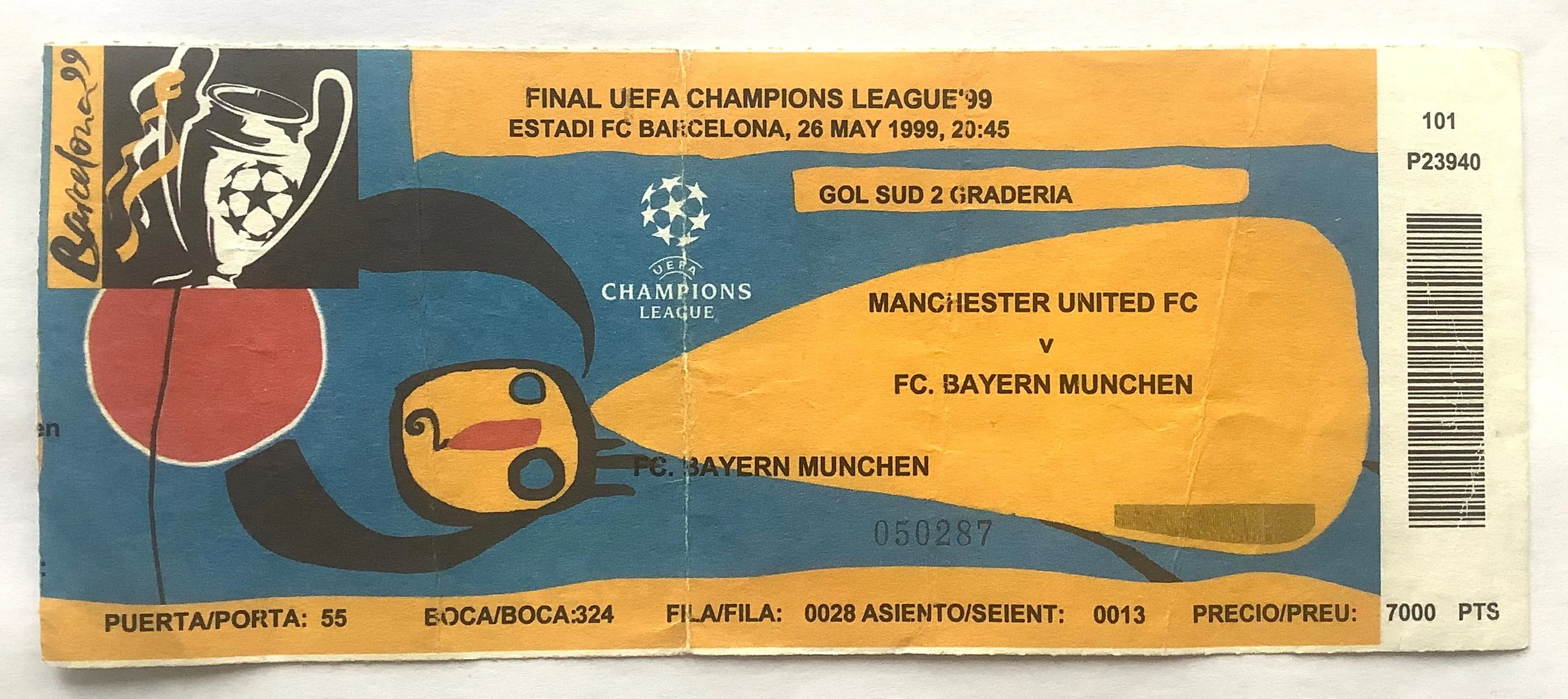Product image for 1999 Champions League Final Ticket Man Utd v Bayern Munich