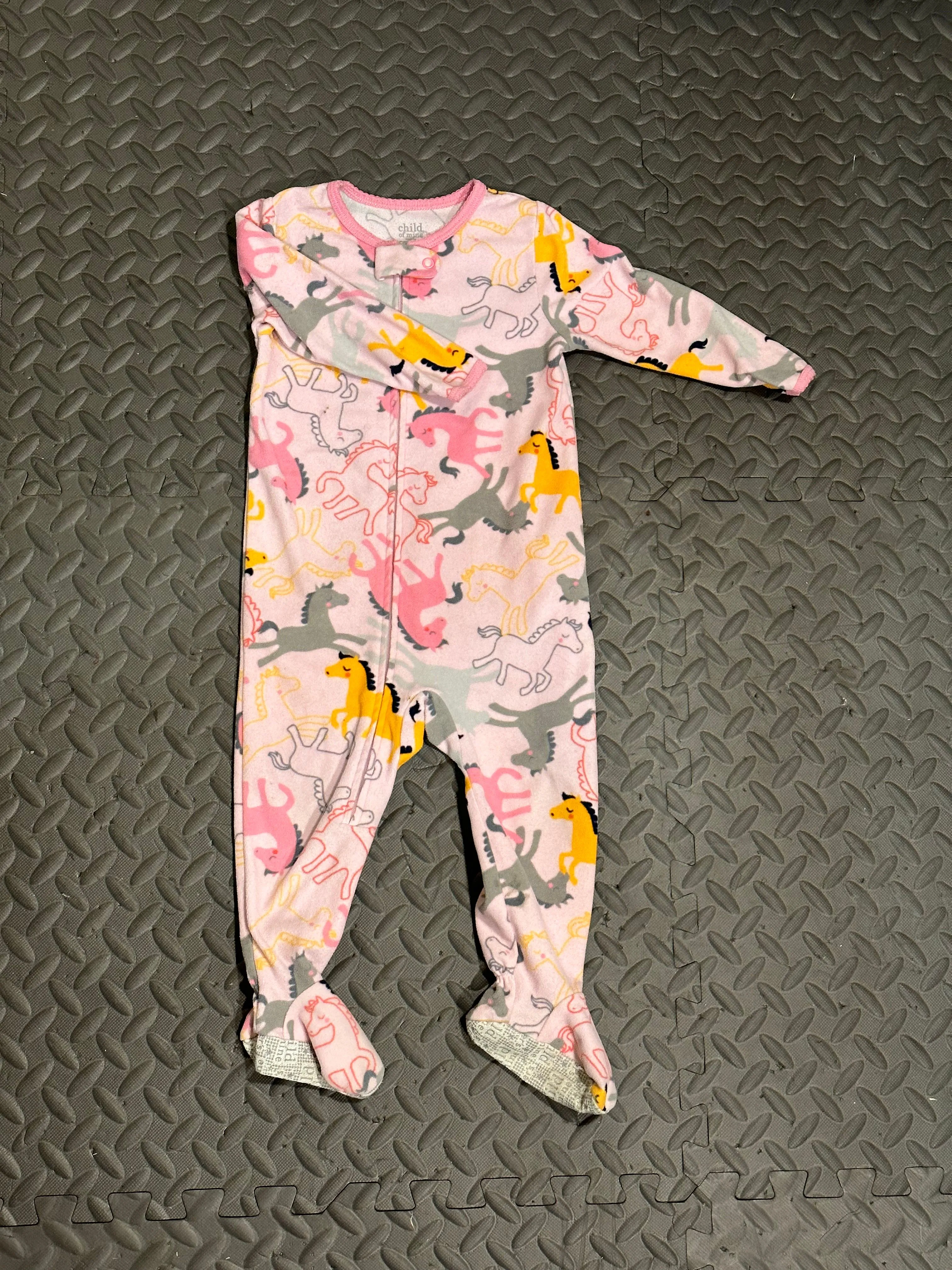 Product image for 18 Months Pink Horses Fleece Sleeper