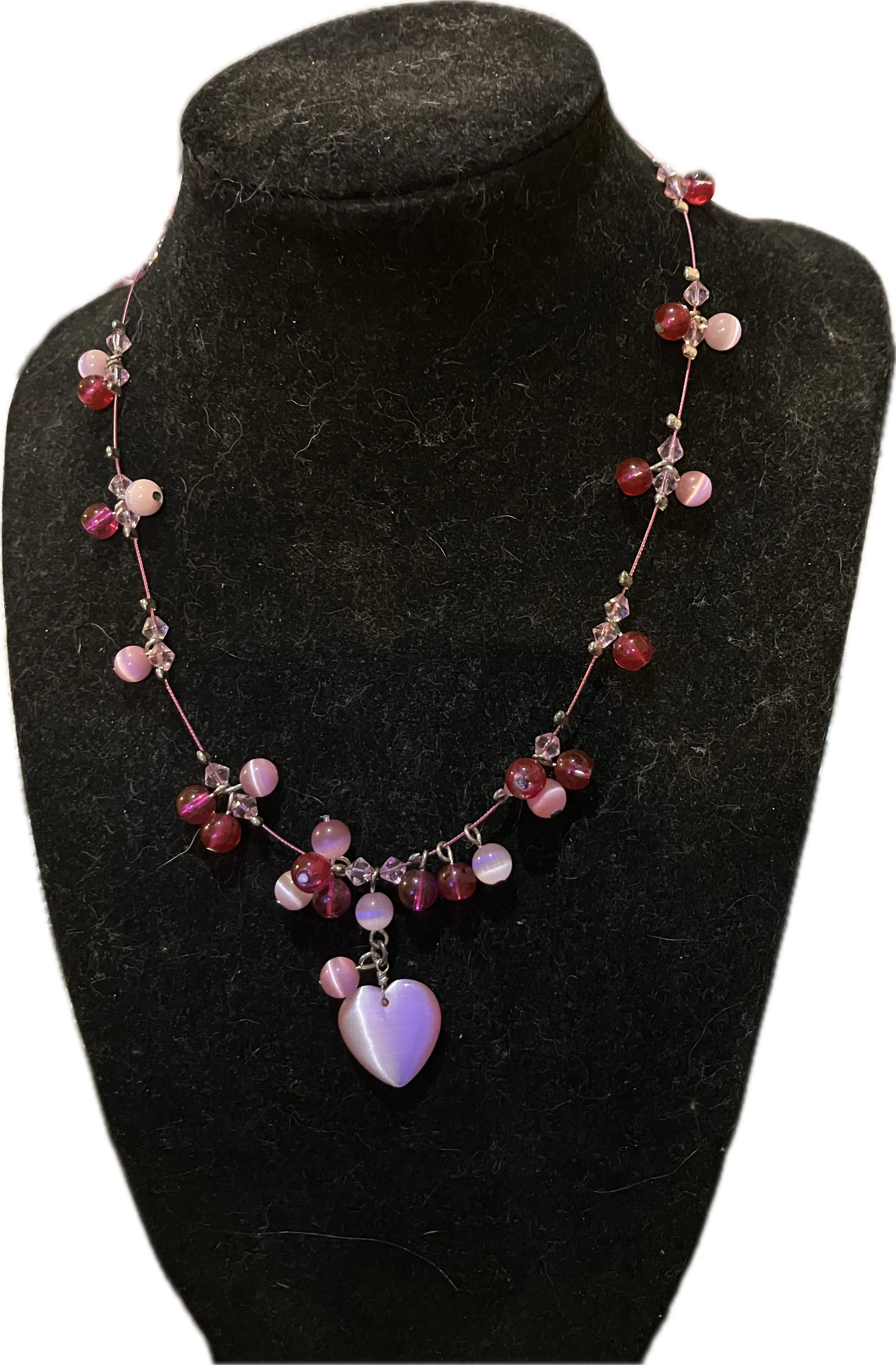 Product image for Pink cats eye heart pendant necklace
